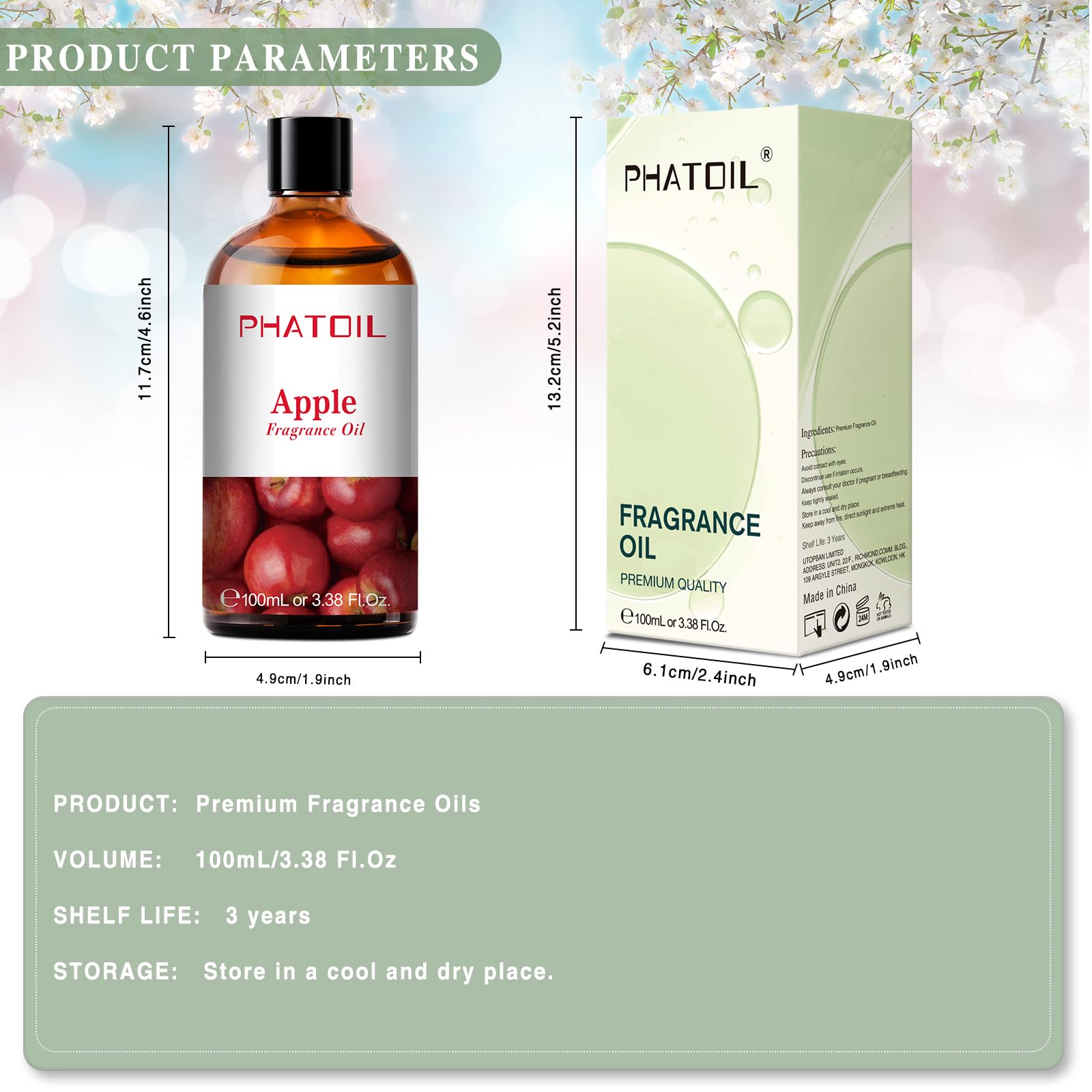 3.38 Fl Oz Apple Fragrance Essential Oil for Aromatherapy Diffusers - 100% Pure Scented Oil for Home, Yoga, Relaxation, DIY Candles & Soap Making - Perfect for Stress Relief & Aromatherapy Sessions
