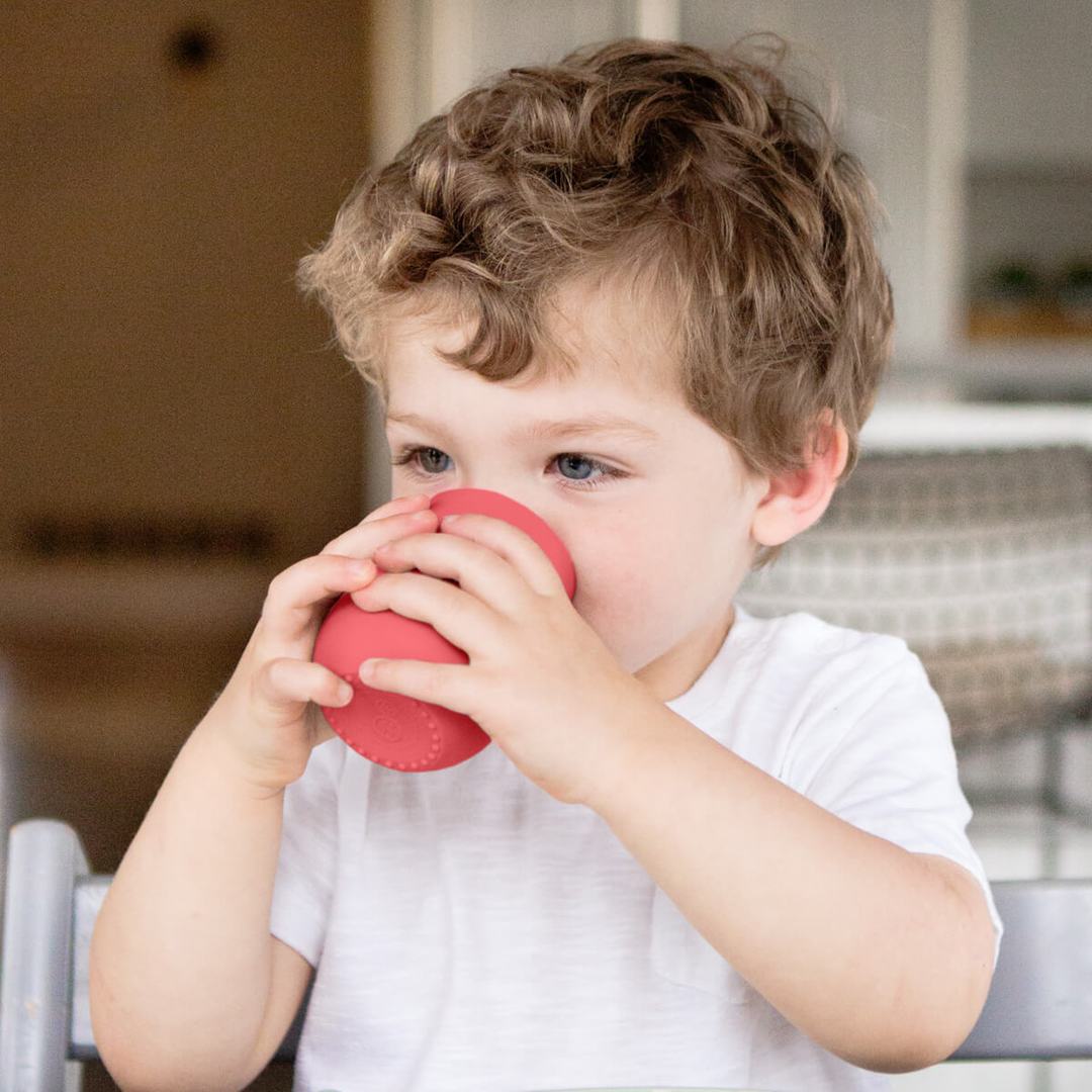 ezpz Mini Cup - Non-Spill Silicone Toddler Cup with Lid | Perfect for Baby's First Sippy Cup, Travel & Daycare Use