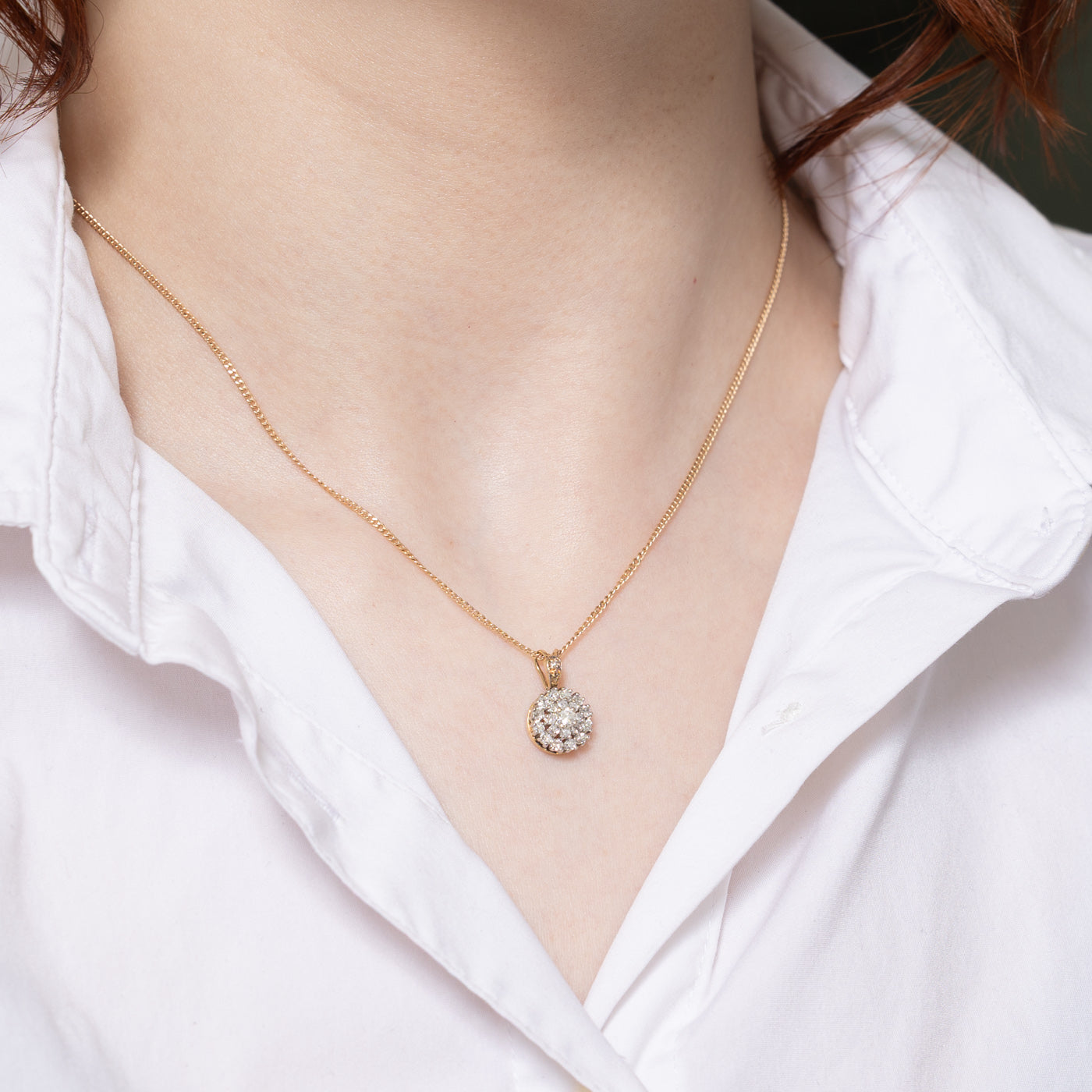 0.45ctw Diamond Cluster Round Pendant Necklace for Women - Elegant Jewelry Gift for Anniversary, Wedding & Special Occasions
