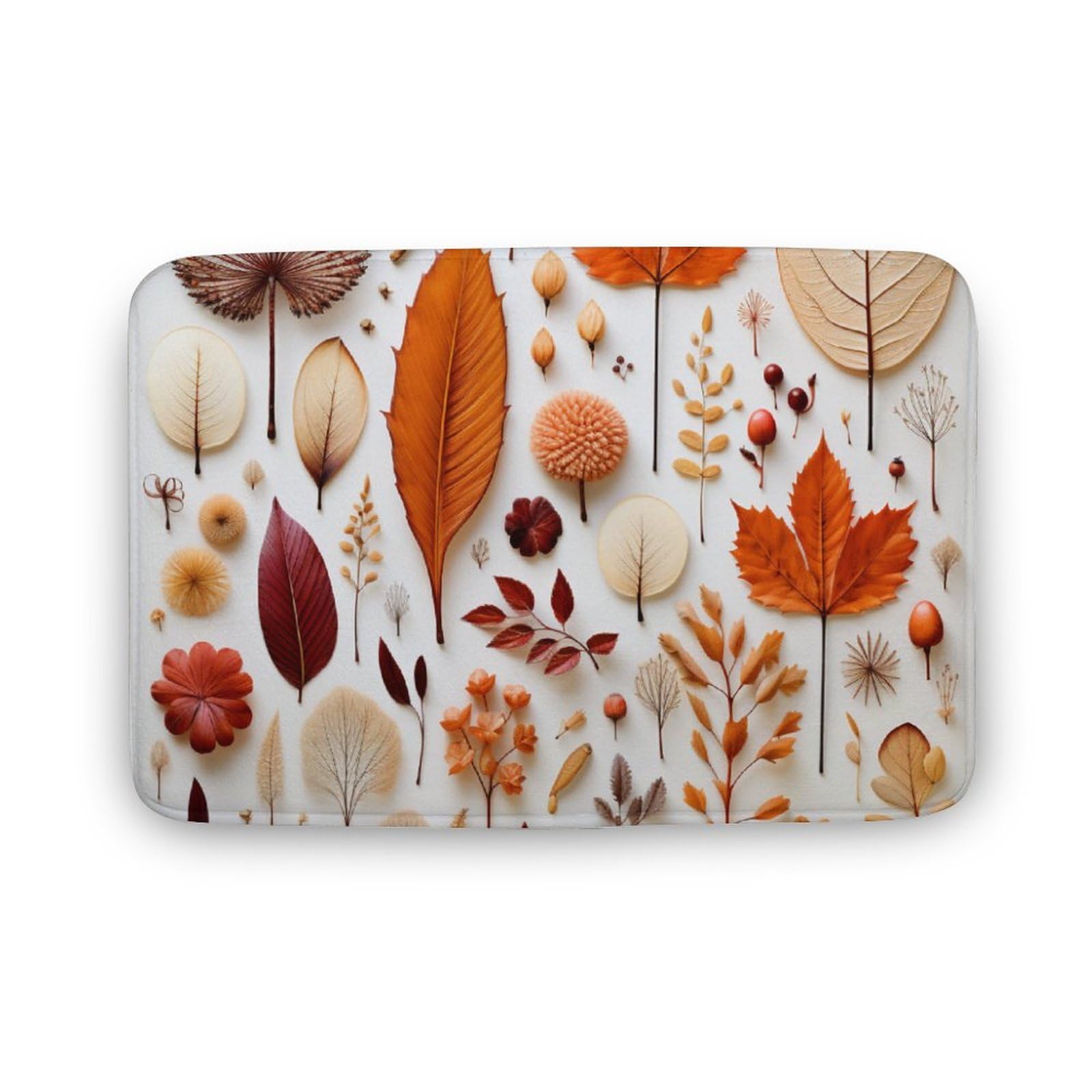 Non-Slip Coral Velvet Bath Mat 20x32 Inch - Fall Leaf Red Golden Brown Vintage Thanksgiving Shower Rug, Absorbent Doormat for Bathroom & Tub - Perfect for Autumn Harvest Decor & Cozy Seasonal Home