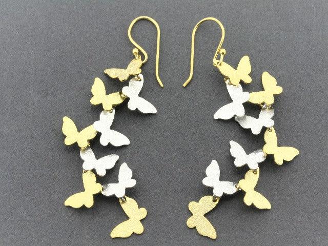 22Kt Gold on Silver Butterfly Wishes Drop Earrings - Elegant Dangle Jewelry for Women, Perfect for Parties, Weddings & Special Occasions
