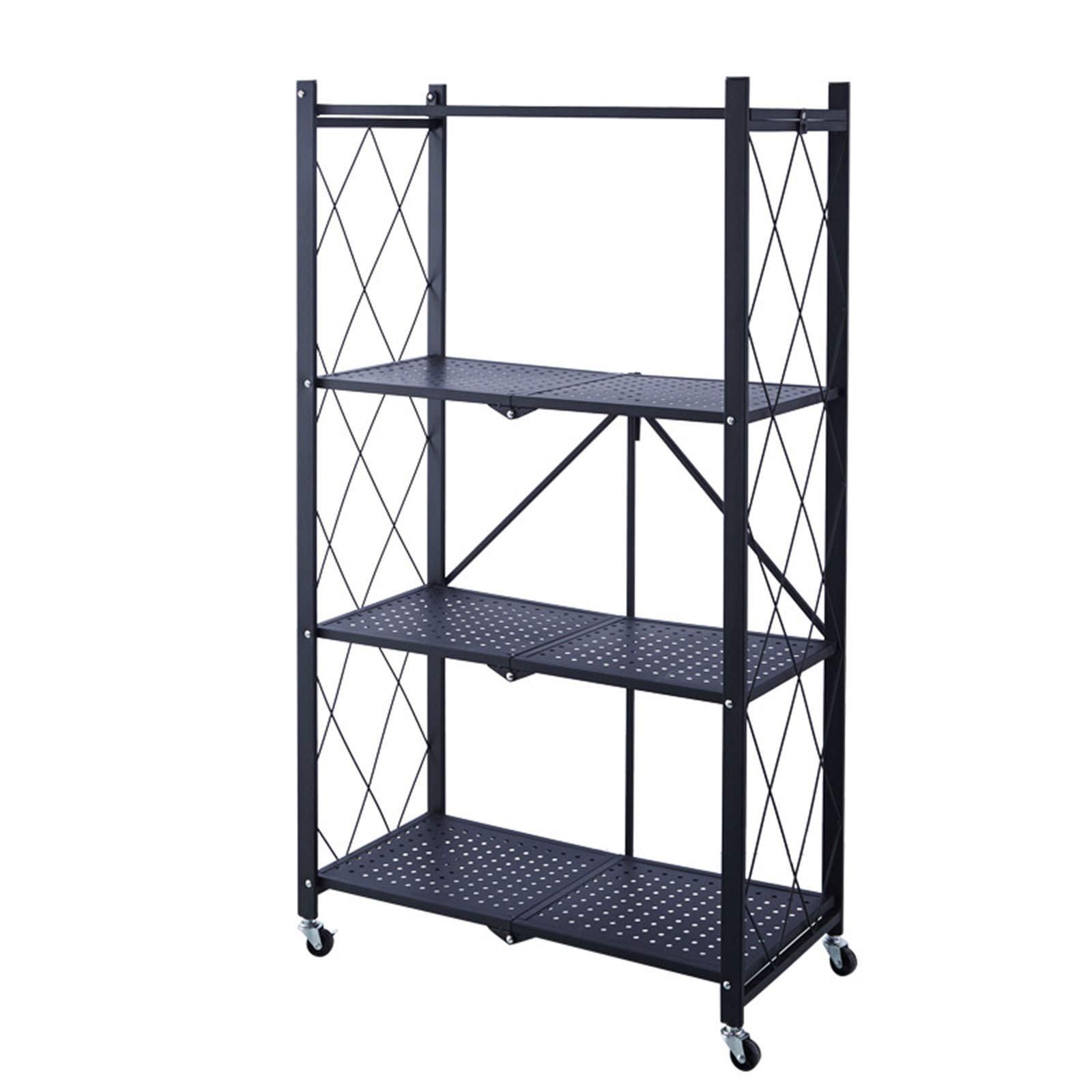Qwert 3/4 Tier Kitchen Shelving Unit - Foldable & Movable Free Standing Storage Rack, Sturdy Iron Shelf for Living Room, Bedroom, Pantry | Perfect for Organizing Spices, Books & Home Decor