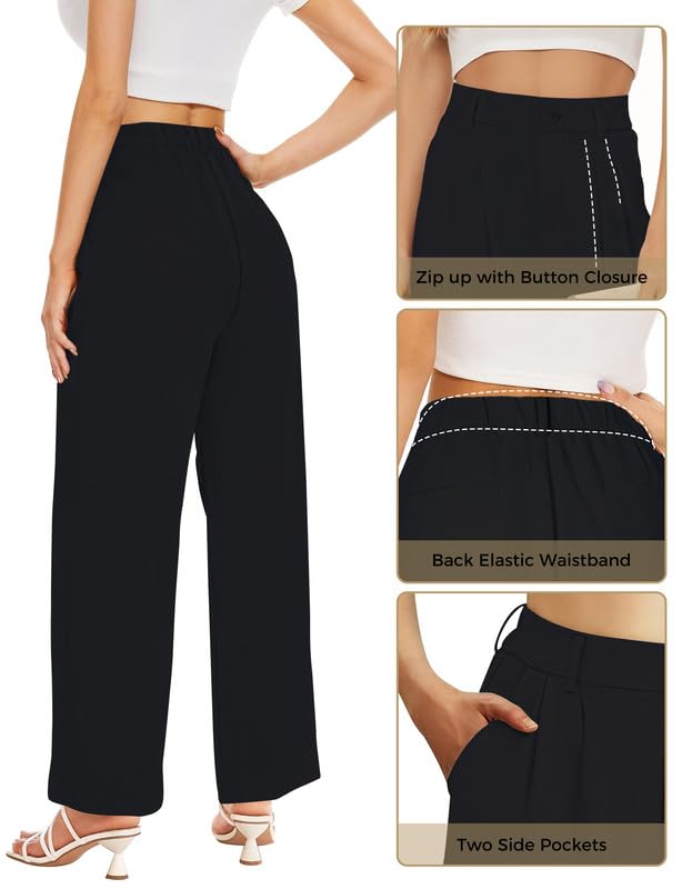 Stylish Women's High Waisted Wide Leg Dress Pants - Business Casual Work Trousers for Office & Formal Occasions | Comfortable Straight Leg Slacks for Professional Outfits & Dressy Looks