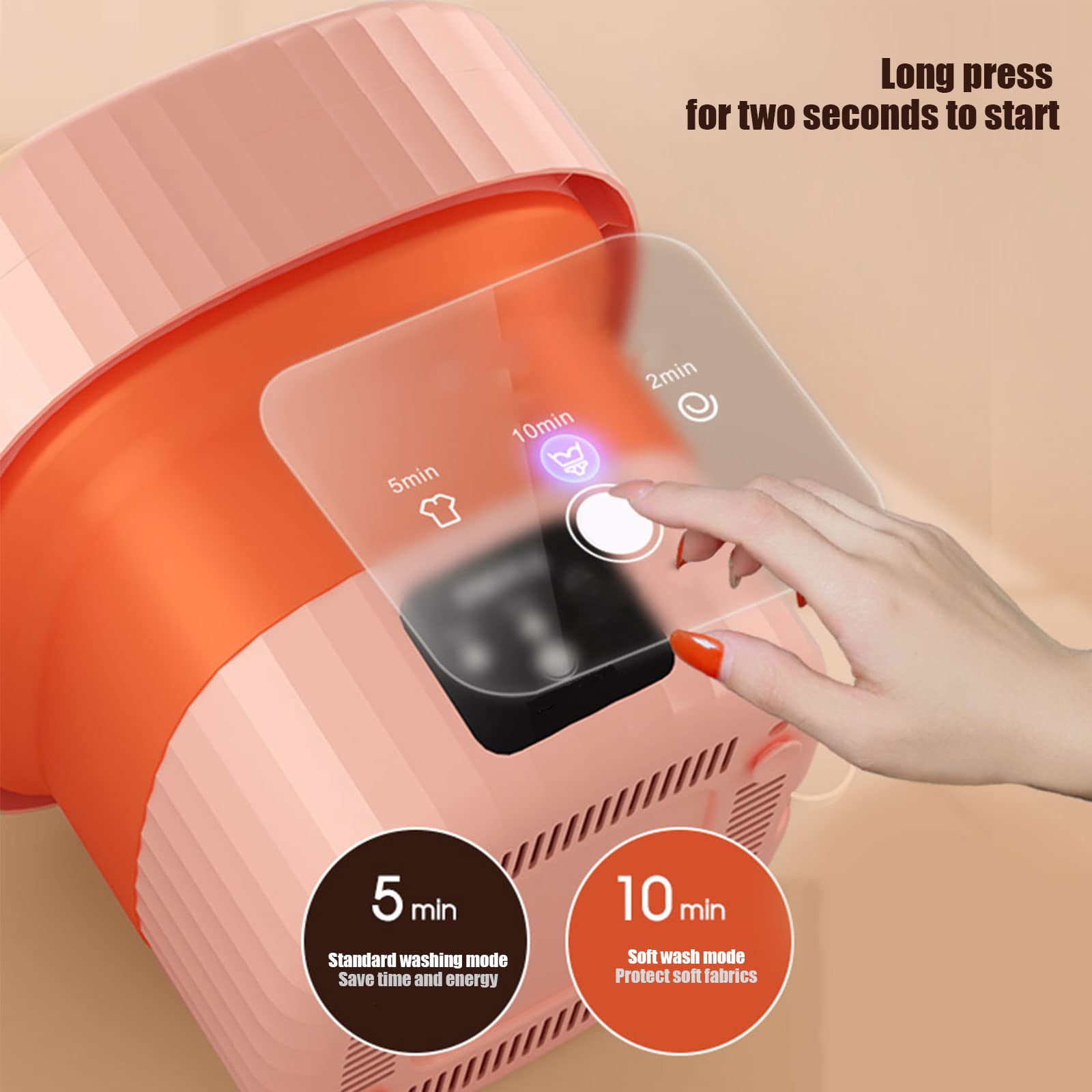 Portable Mini Washing Machine - Foldable Compact Washer for Baby Clothes, Underwear & Delicates | Perfect Gift for Girls & Moms | Ideal for Dorms, Apartments, Travel & Camping (Pink)