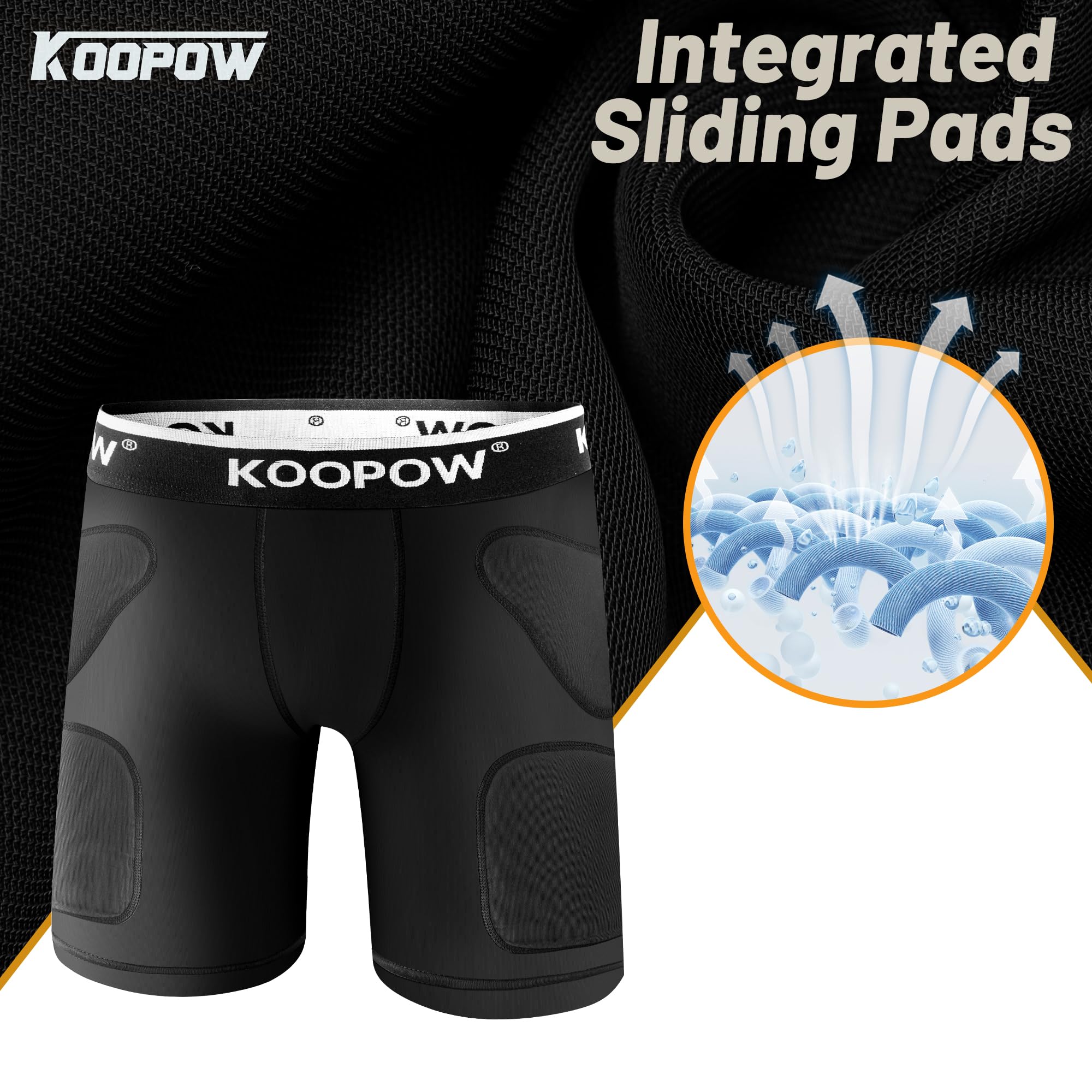 KOOPOW Youth Boys Padded Sliding Shorts with Soft Protective Athletic Cup - Baseball Football Lacrosse Protective Gear for Kids - Perfect for Training, Games & Sports Safety