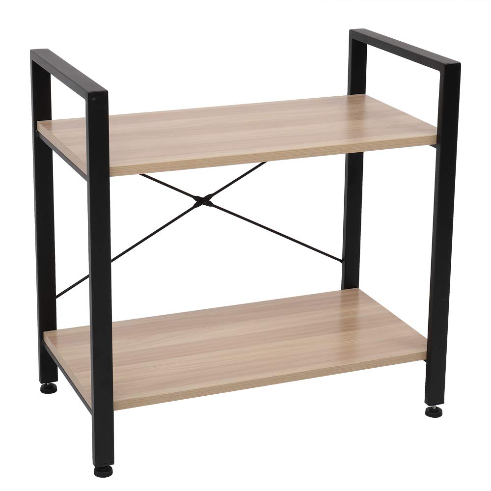2 Tier Bookcase - Modern Narrow Wooden Bookshelf for Living Room, Bedroom & Office | Industrial Style Storage Shelf for Books, Decor & Organizing Small Spaces