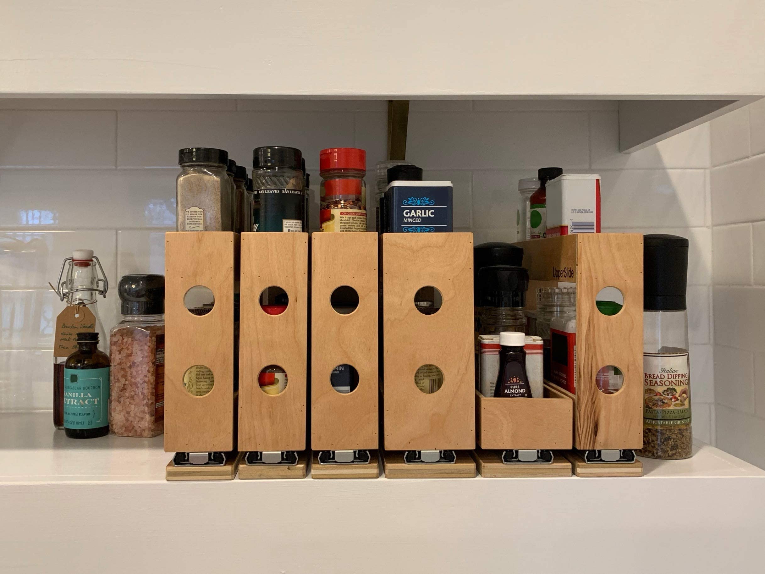 Pull Out Sliding Spice Rack for Kitchen Cabinets - Large Double Tier Organizer for Spices & Condiments (Model US 303DL) | Perfect for Upper Cabinet Storage & Pantry Organization
