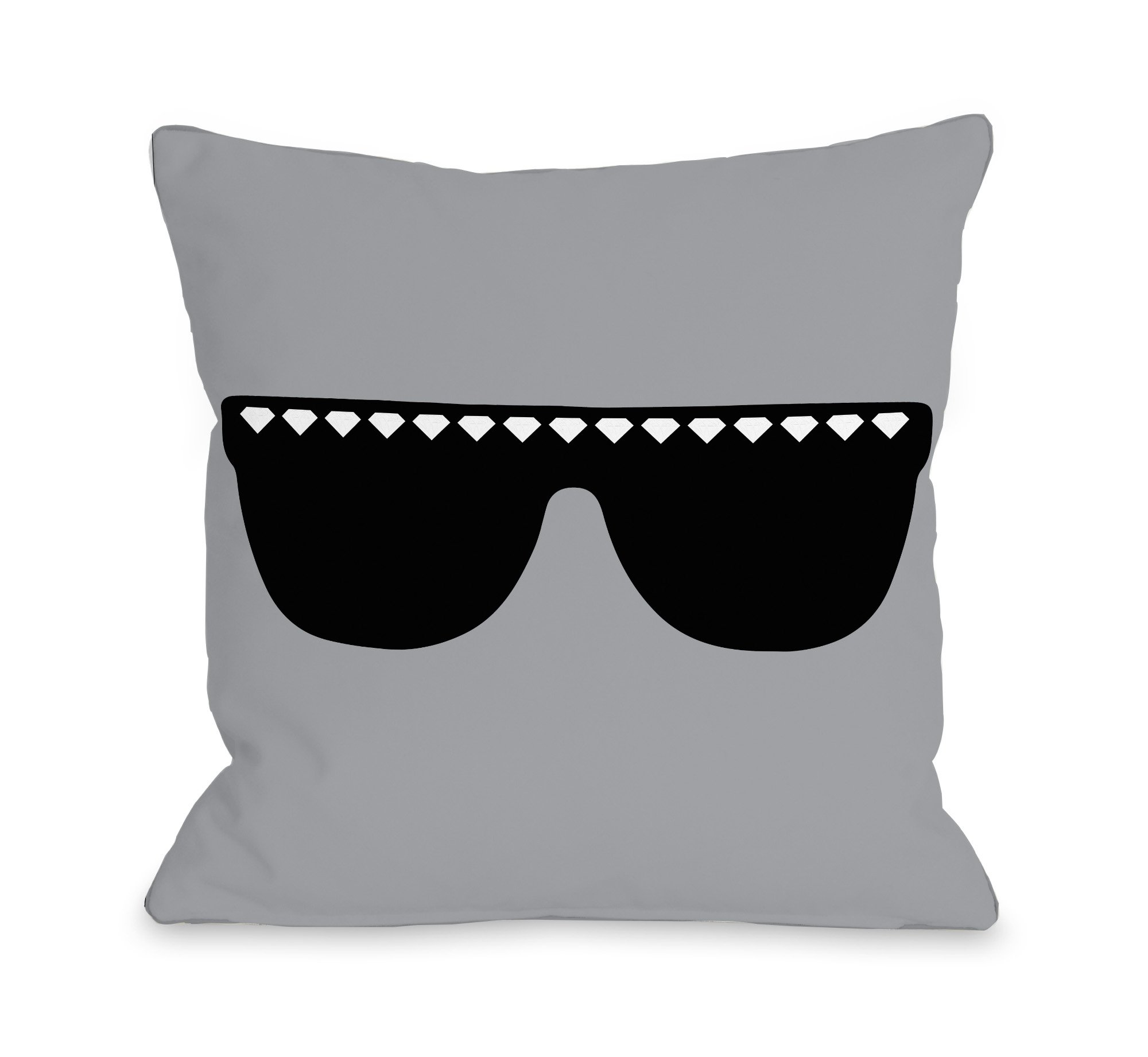 Diamond Sunglasses Throw Pillow by OBC - 14x20 Inch Decorative Cushion Cover for Sofa, Bed, Chair - Trendy Gray and Black Geometric Pattern Home Decor