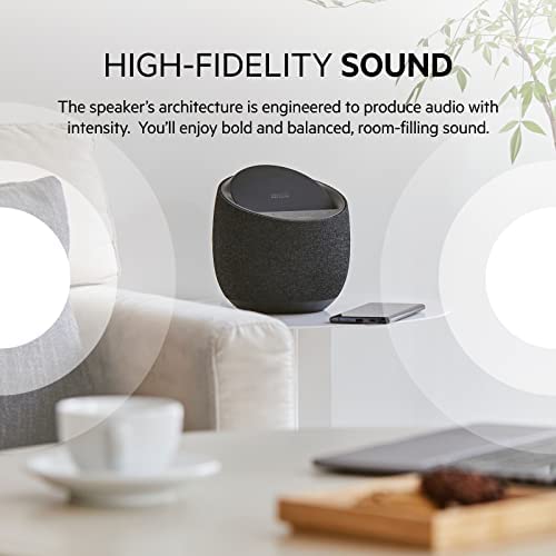 Belkin SoundForm Elite Hi-Fi Smart Speaker with Wireless Charger - Alexa Voice-Controlled Bluetooth Speaker Powered by Devialet Sound Technology - Fast Wireless Charging for iPhone, Samsung Galaxy & More (Black) - Perfect for Home, Office & Outdoor Use