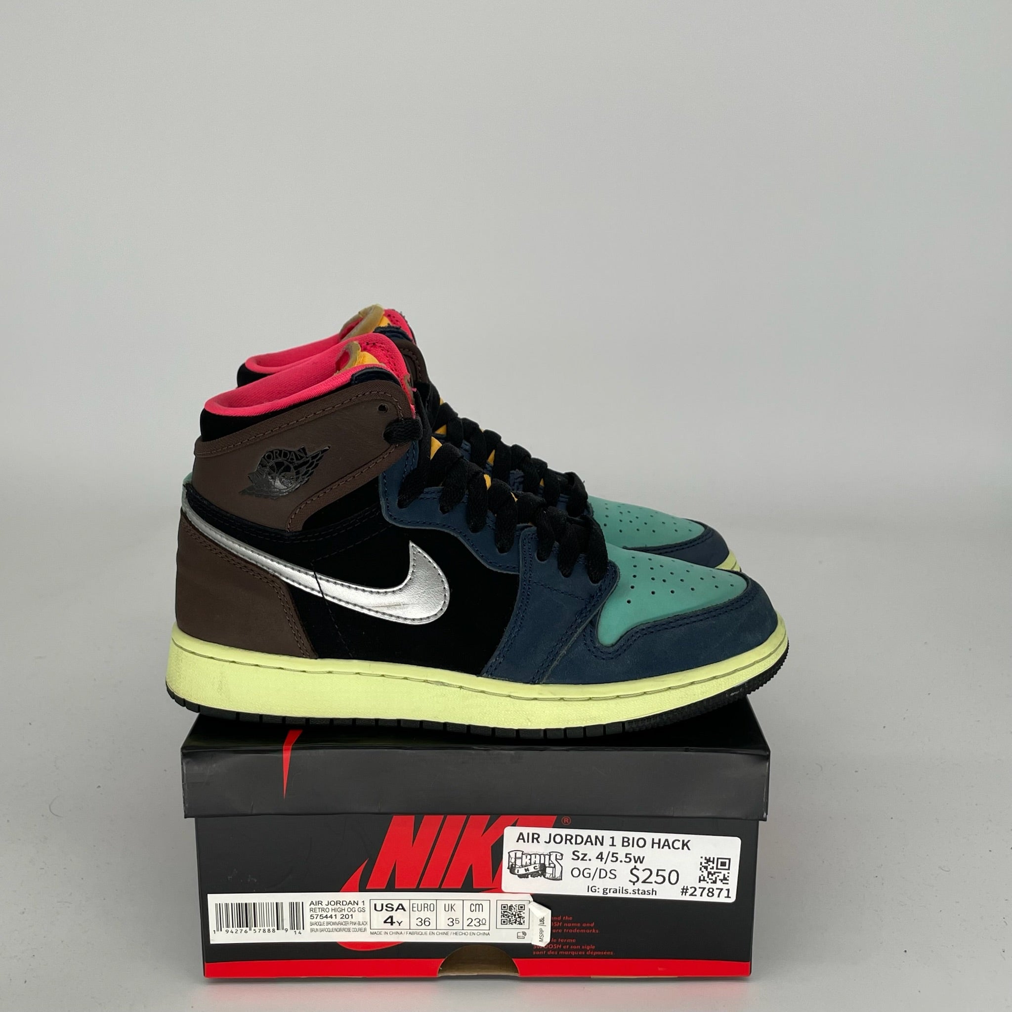 AIR JORDAN 1 BIO HACK Size 4Y Sneakers 575441-201 | Retro Basketball Shoes for Kids | Perfect for School, Sports & Streetwear Fashion