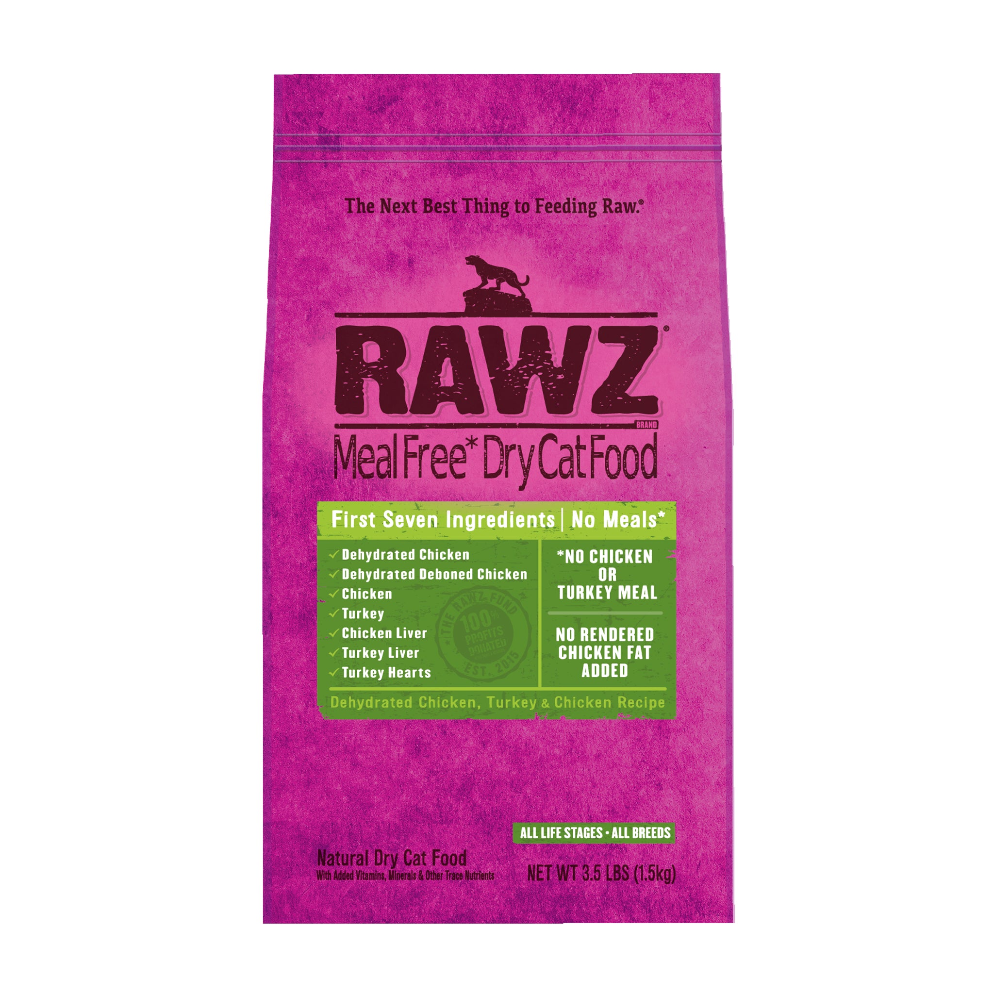 RAWZ Grain-Free Chicken & Turkey Dry Cat Food - High Protein, Natural Ingredients for Adult Cats - Perfect for Indoor & Outdoor Cats