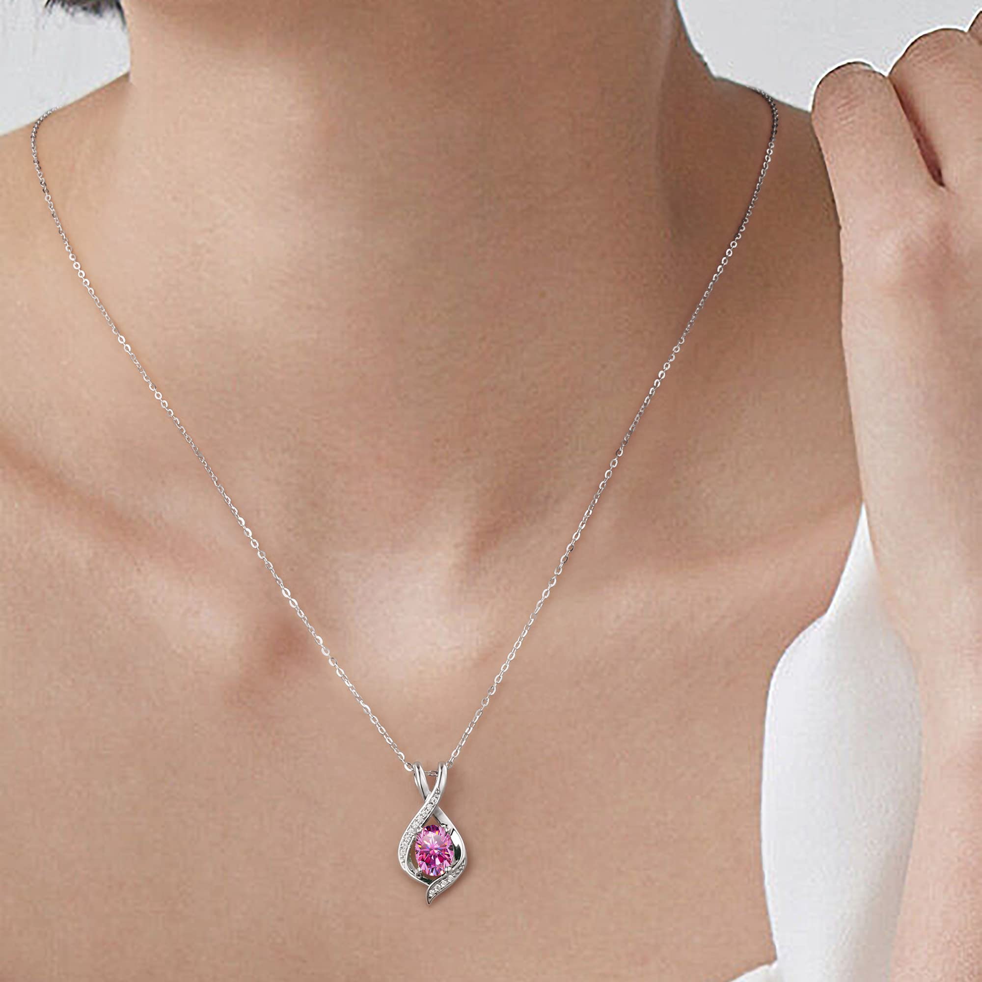 SMILEST Oval Sparkle Birthstone Pendant Necklace - 925 Sterling Silver Gemstone Jewelry for Women, Wife, Girlfriend, Mom & Grandma | Perfect Anniversary, Birthday & Mother's Day Gift | Elegant Everyday Wear & Special Occasion Jewelry