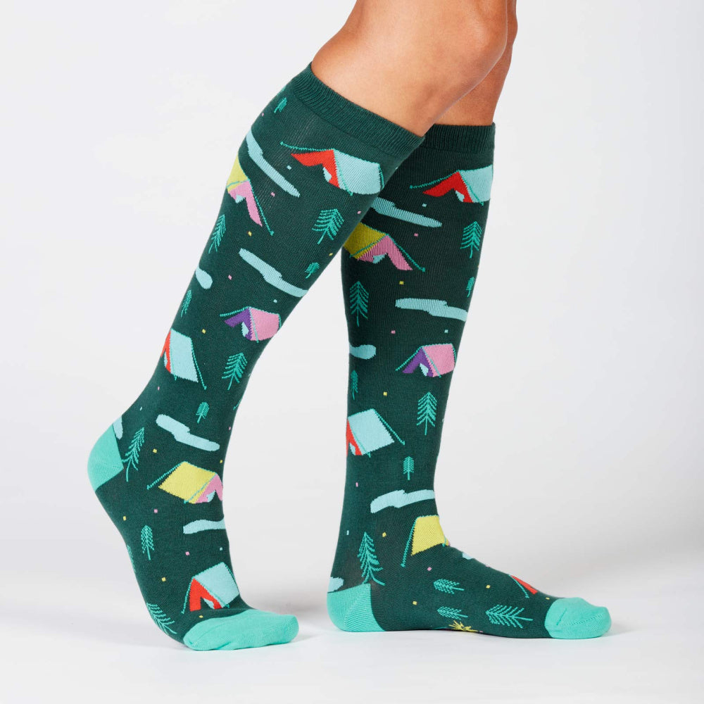 Fun & Comfortable Knee High Socks for Women - Sock It To Me Base Camp Collection - Perfect for Outdoor Adventures, Hiking & Casual Wear