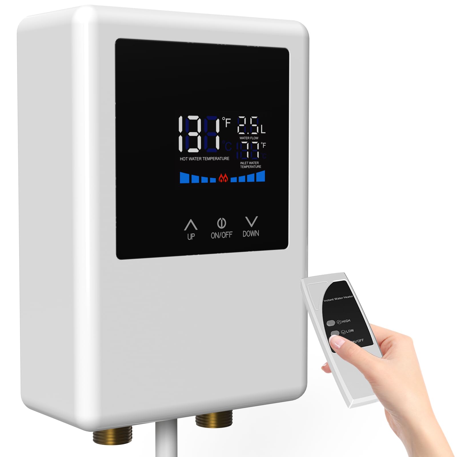 5500W Electric Tankless Water Heater 110V with Remote Control & LCD Touch Screen - Instant Hot Water, Self-Modulating & Overheat Protection - Perfect for Apartments, RVs, and Small Homes