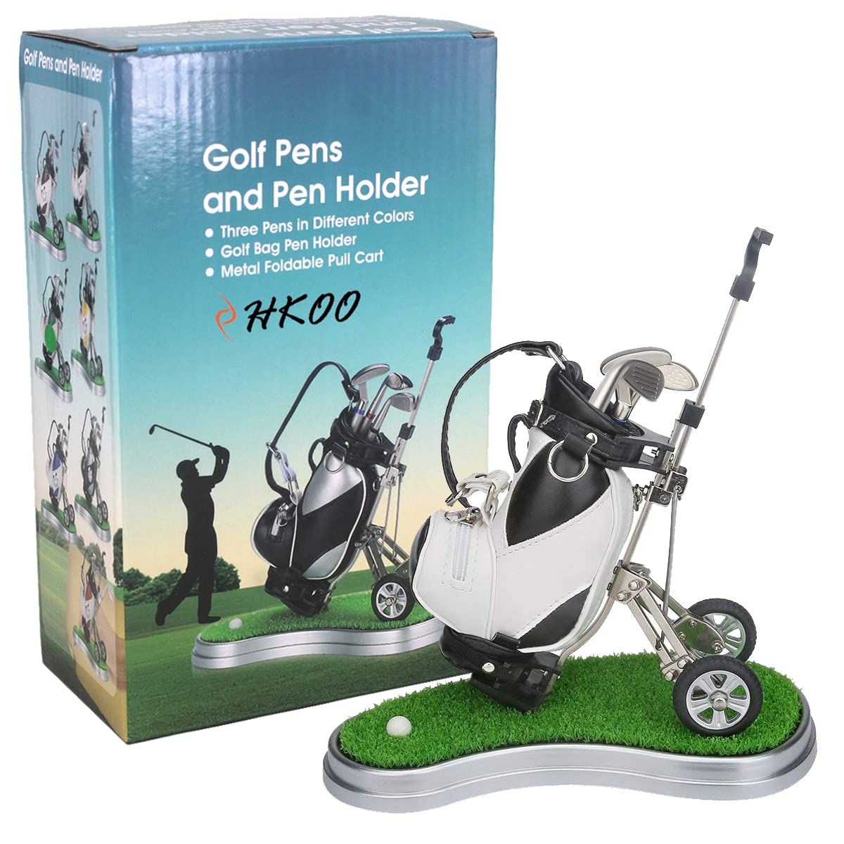 Premium Golf Bag Pen Holder - 3-Piece Aluminum Golf Pencil Organizer for Men | Perfect Golf Gifts & Office Desk Accessories for Golf Enthusiasts