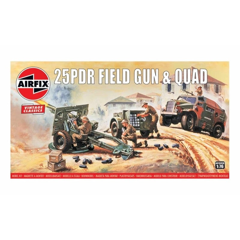 Airfix A01305V 1/76 Scale Vintage Classics 25pdr Field Gun Military Model Kit - Perfect for Collectors, Wargaming, and Historical Dioramas