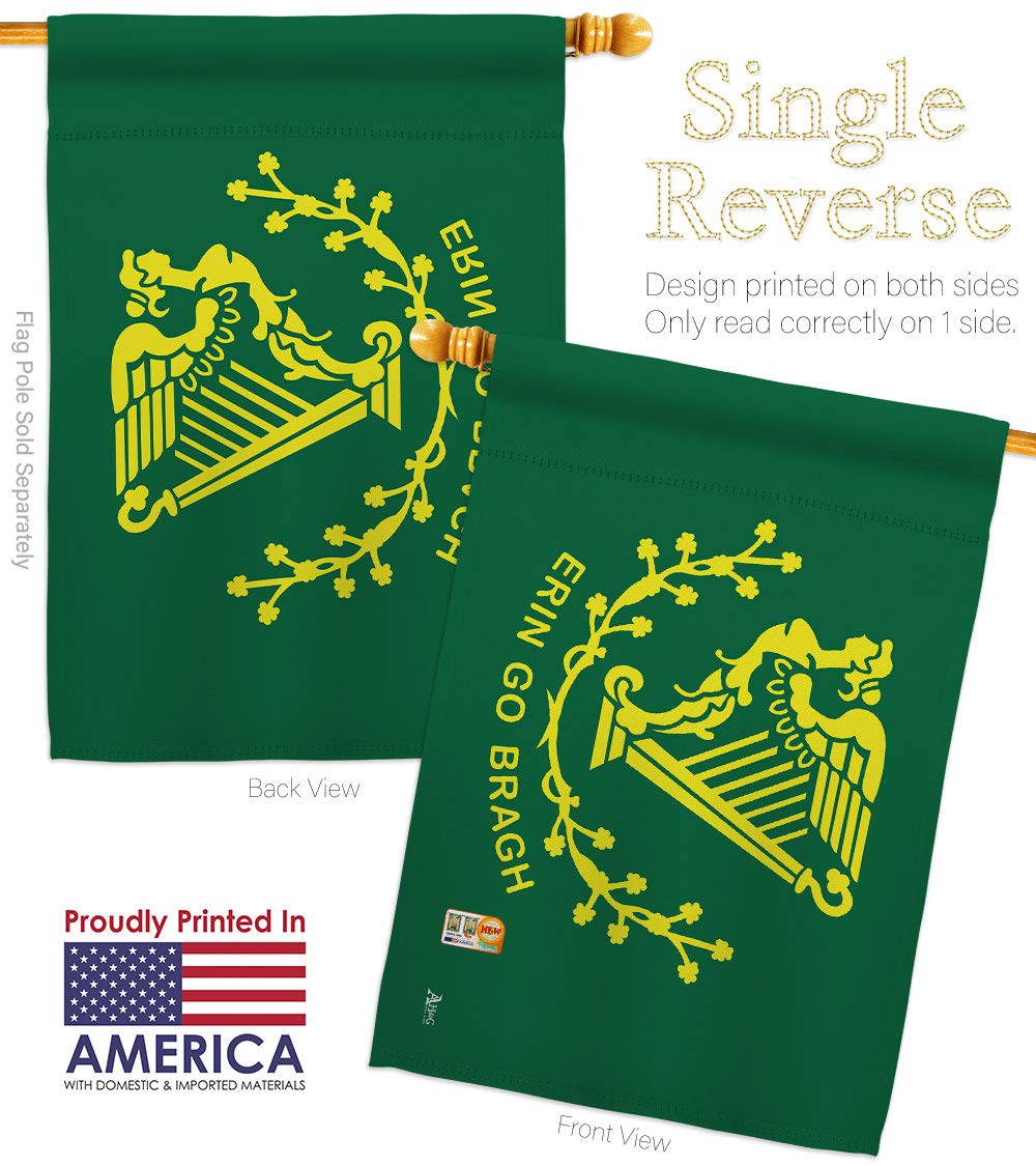 Erin Go Bragh Garden House Flags Kit - 28x40 Inch Decorative Yard Banner for St. Patrick's Day - Made in USA, Perfect for Irish-Themed Outdoor Decor & Gifts