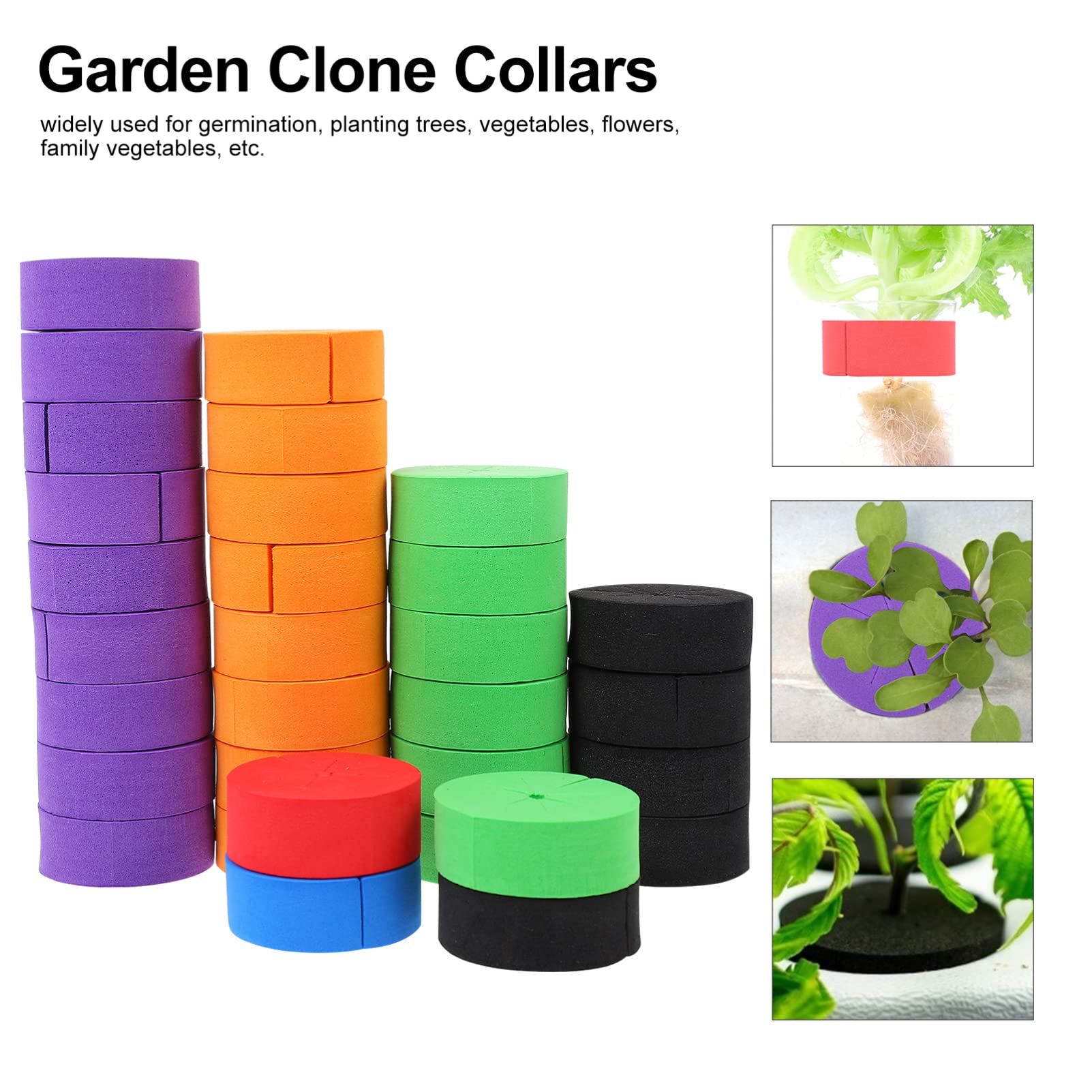 GANAZONO 50pcs Hydroponic Plant Spacers - Garden Clone Collars, Nutrient Blocks & Plant Plugs for Hydroponics (Random Colors) - Ideal for Indoor Gardening, Hydroponic Systems & Seed Starting