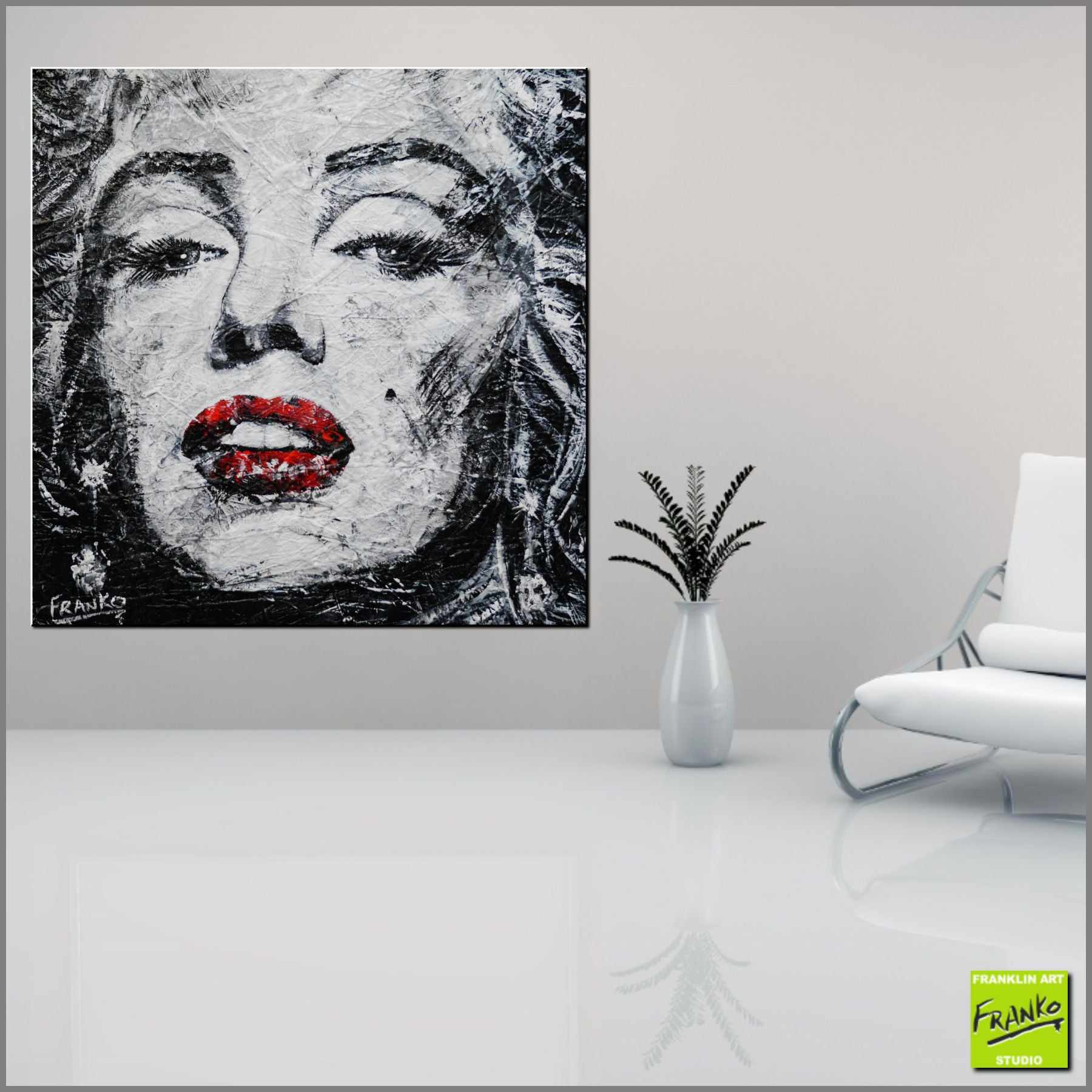 Abstract Realism Marilyn Monroe Painting 47x47 Inch - Jazz Art Decor for Living Room, Bedroom & Office Wall