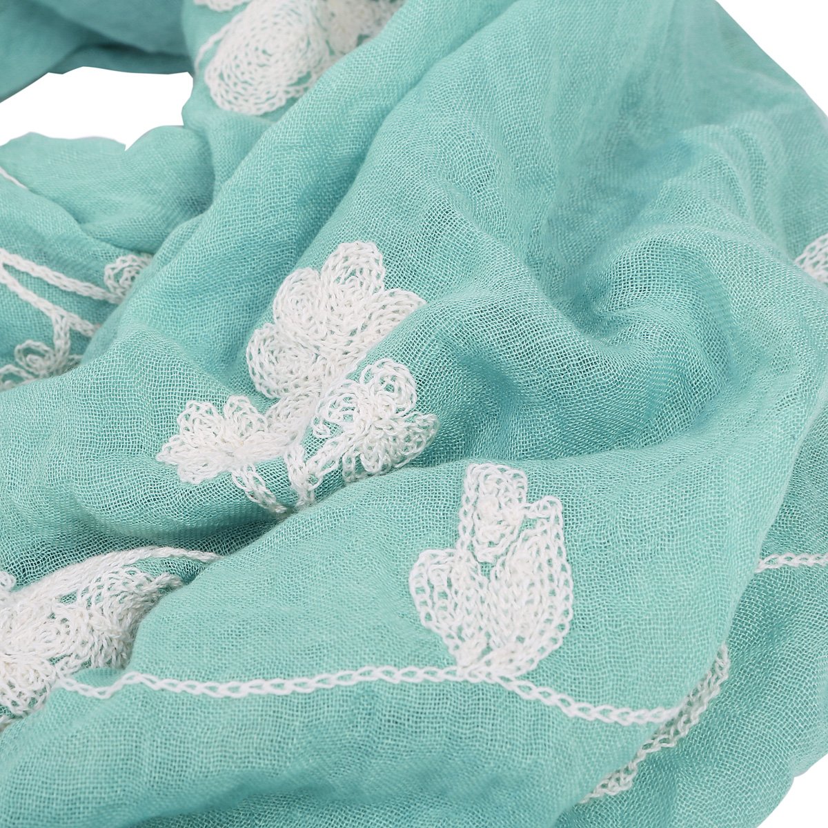 TrendsBlue Premium Elegant Lace Floral Embroidered Scarf Wrap - Women's Fashion Shawl for Weddings, Parties & Special Occasions