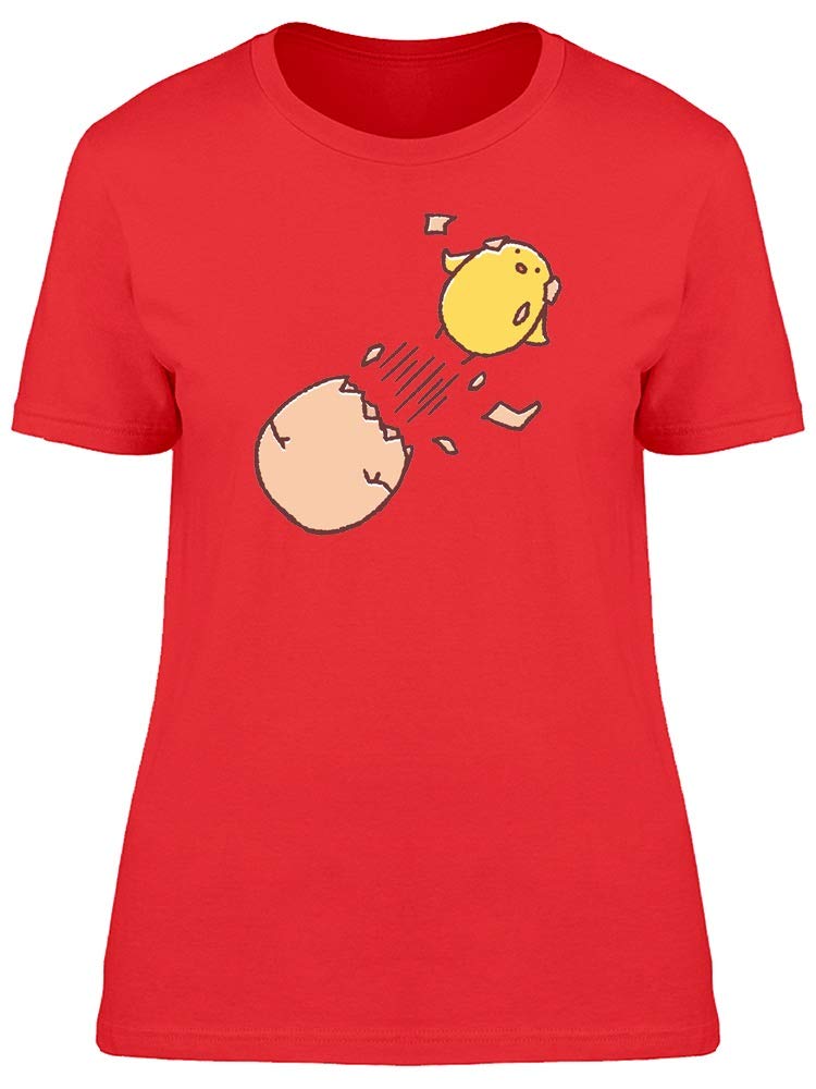 Smartprints Funny Chicken Jumping from Egg Shell T-Shirt for Women - Cute Graphic Tee for Casual Wear, Gifts & Everyday Outfits