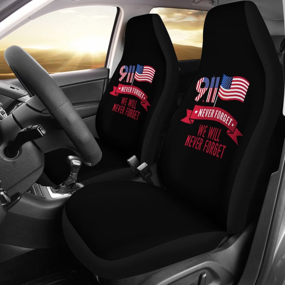 Premium 09.11 Memorial Car Seat Covers - Patriotic Tribute Gift for Vehicles - Perfect for American Flag-Themed Cars, Trucks & SUVs (Model 210305)