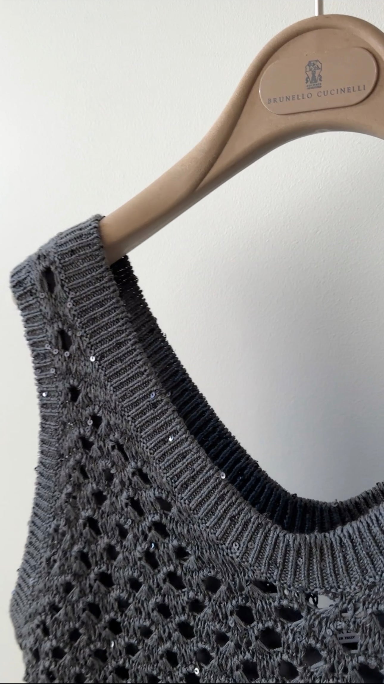 Brunello Cucinelli Grey Sequin Knit Long Sleeve Tank Dress Size S - Elegant Evening Wear for Parties & Special Occasions