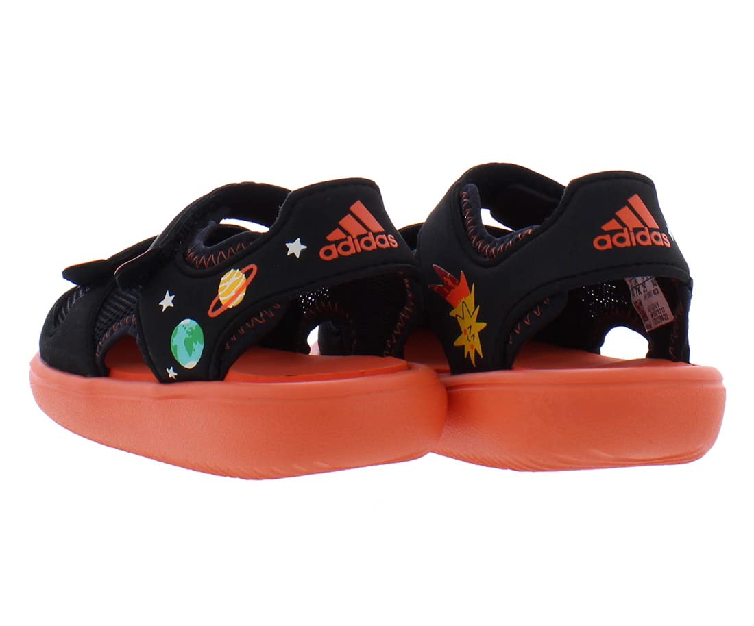 Adidas Water Sandals for Baby Boys - Size 8, Black/Orange - Comfortable & Durable Beach & Pool Shoes for Toddlers