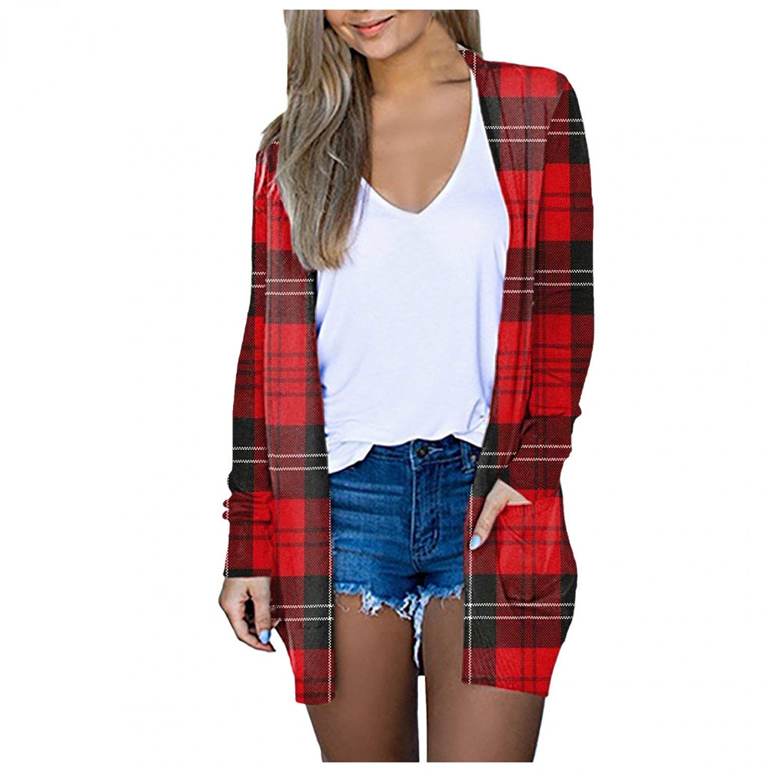 Yaiewey Women's Lightweight Long Cardigan Sweater - Open Front Flowy Long Sleeve Coat with Pockets | Perfect for Office, Casual Outfits & Layering in Fall/Winter