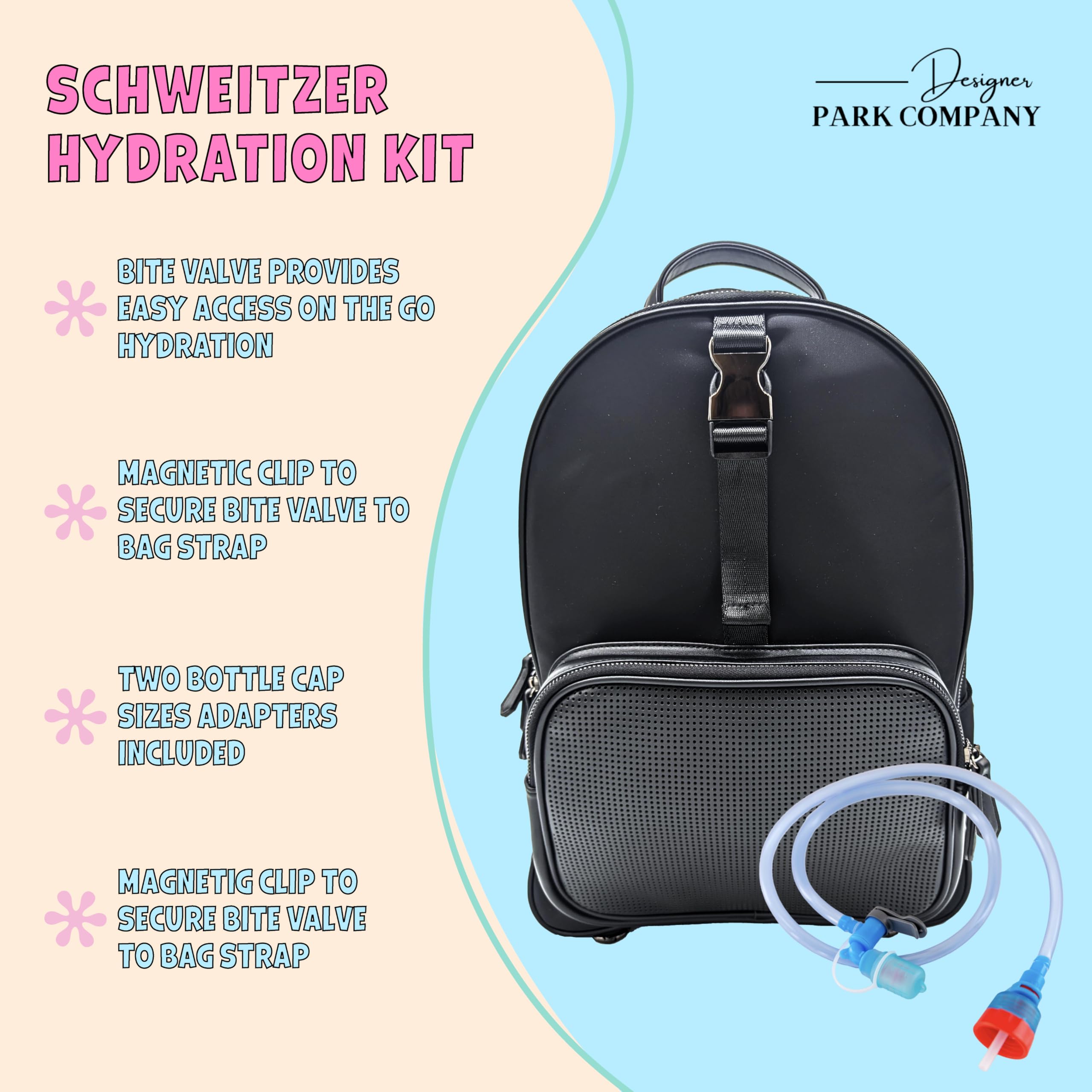 Premium Master Gracey Leather Backpack for Boys & Girls - Adjustable Straps, Hydration Kit & Locking Pins - Durable Travel & Theme Park Backpack - Onyx Black - Perfect for School, Hiking, Disney Trips & Daily Adventures