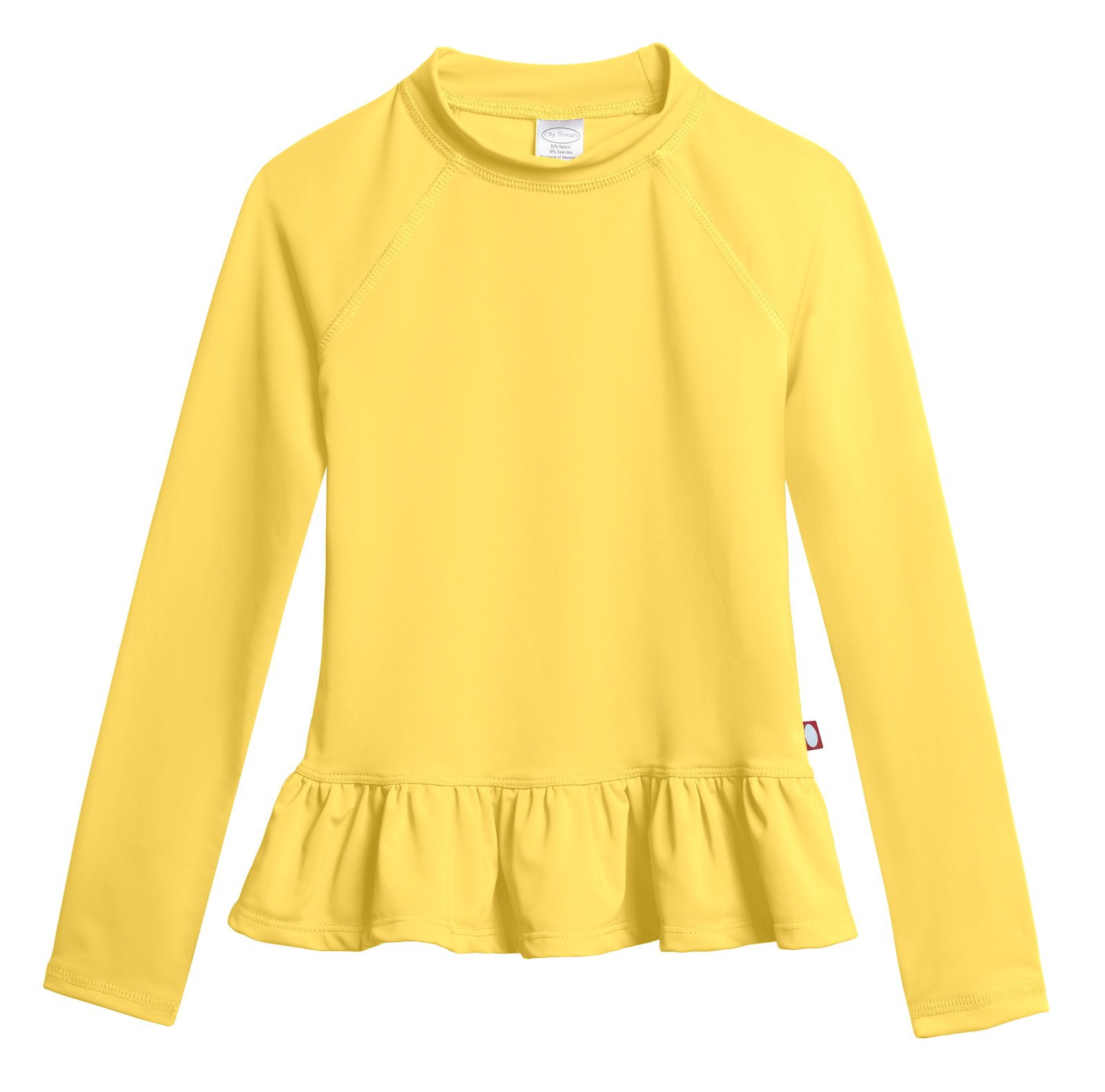Made in USA Little Girls' Solid Rashguard Swim Tee SPF50+ Sun Protection Peplum Top for Beach Pool Surfing Water Play Yellow 3T