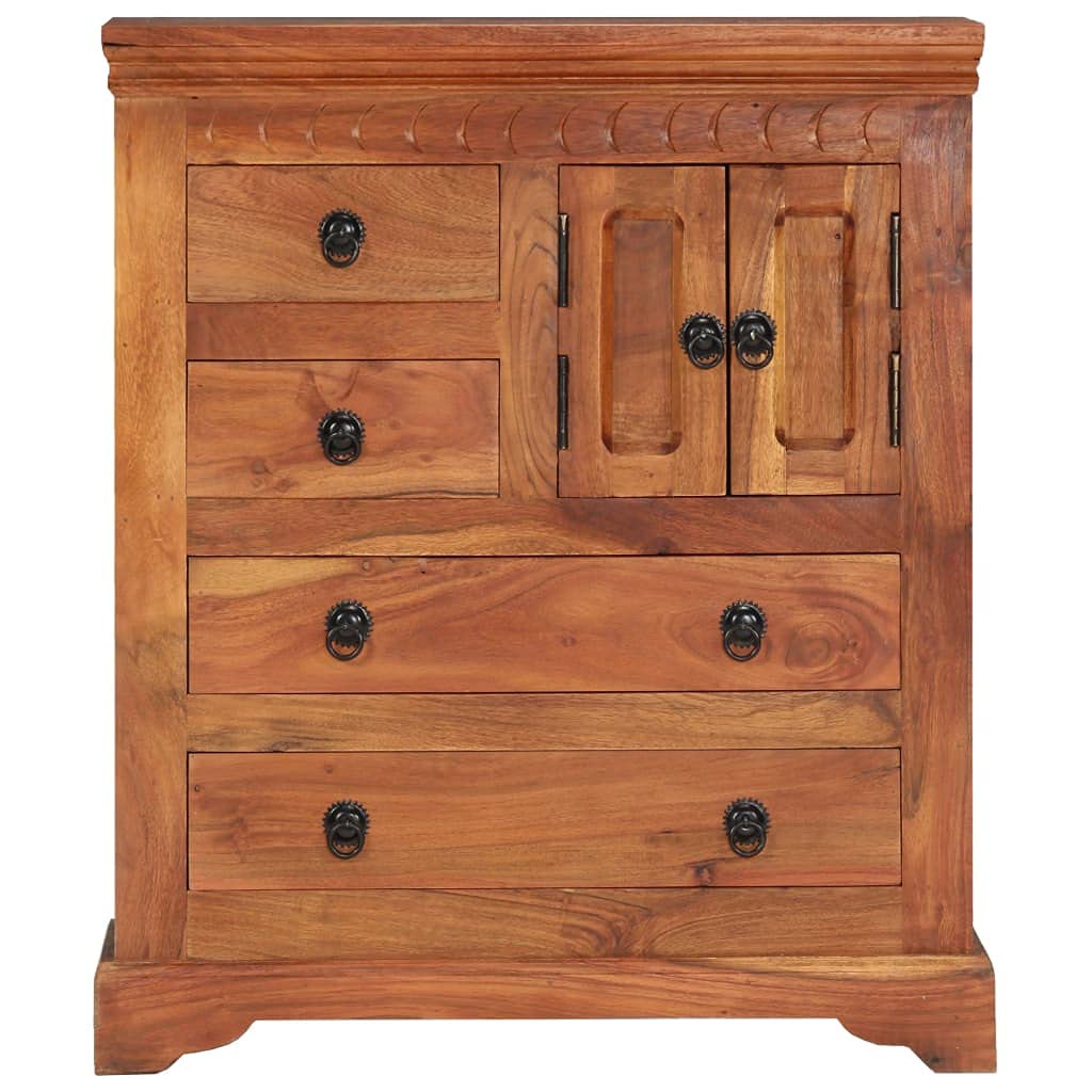Freestanding Acacia Wood Storage Cabinet with Doors - 24.4