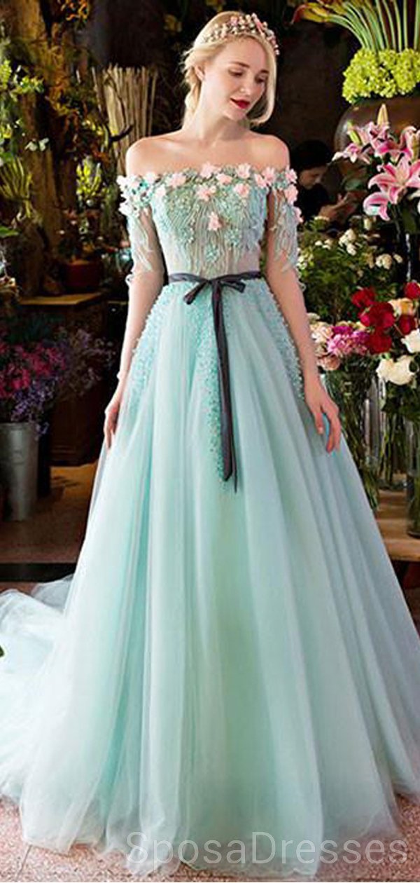 Elegant Green Off Shoulder Lace Beaded Evening Prom Dress | Custom Sweet 16 Dresses for Women | Perfect for Prom Night, Homecoming, Quinceañera & Formal Events | Style 18484