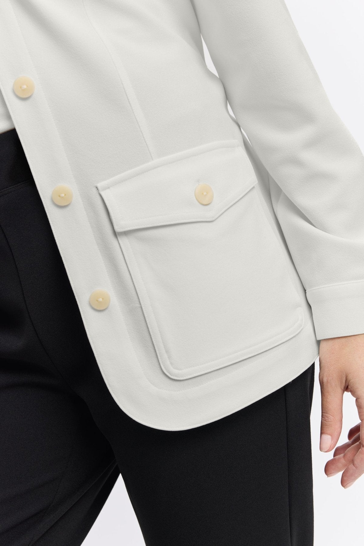 Stella Knit Crepe Long Sleeve Belted Jacket for Women - Elegant Fall Outerwear - Perfect for Office, Date Night & Autumn Layering