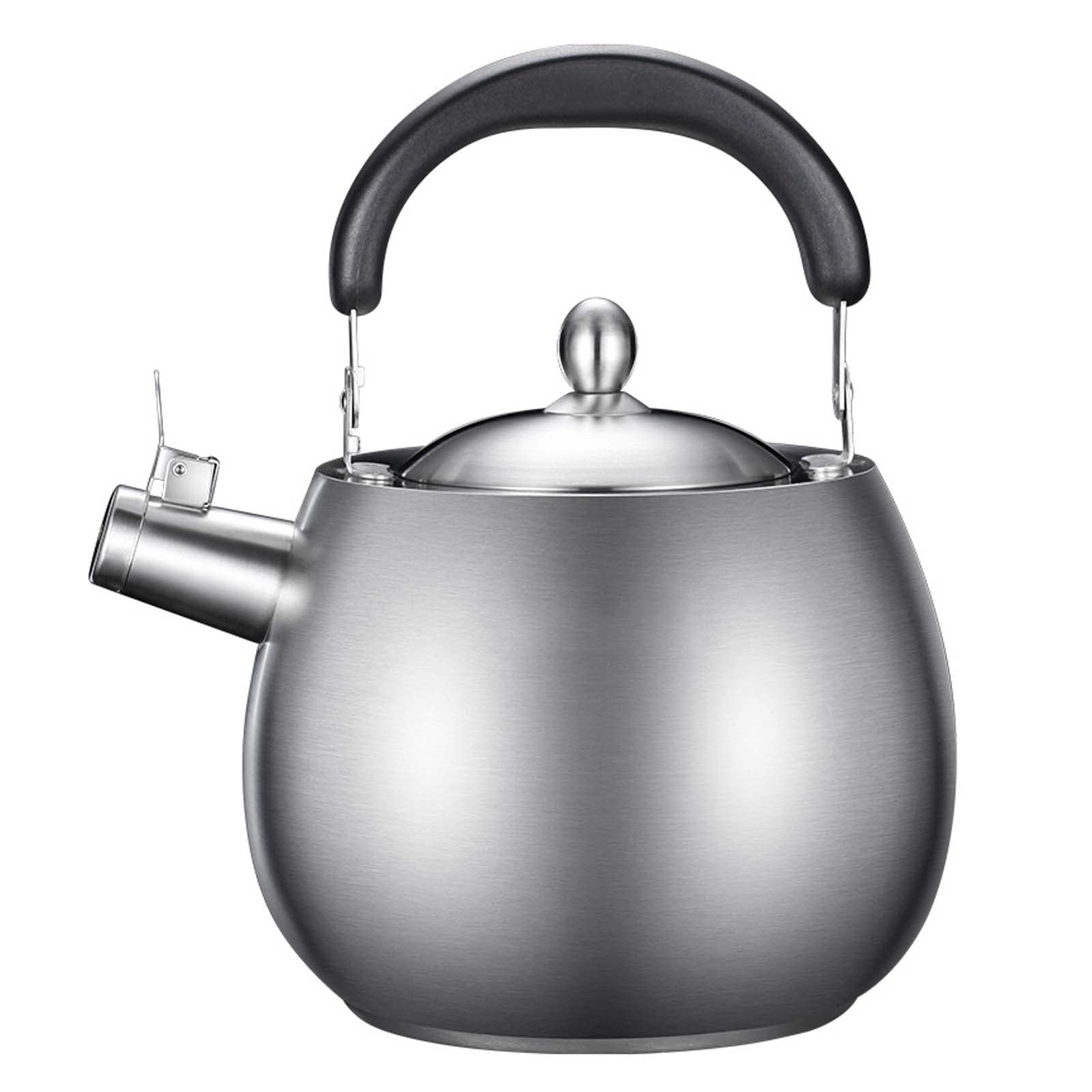 Musite 4L Heavy Duty Stainless Steel 304 Whistling Tea Kettle - Brushed Finish Stovetop Teapot for Gas, Electric & Ceramic Cooktops - Perfect for Home Kitchen, Camping & Office Use