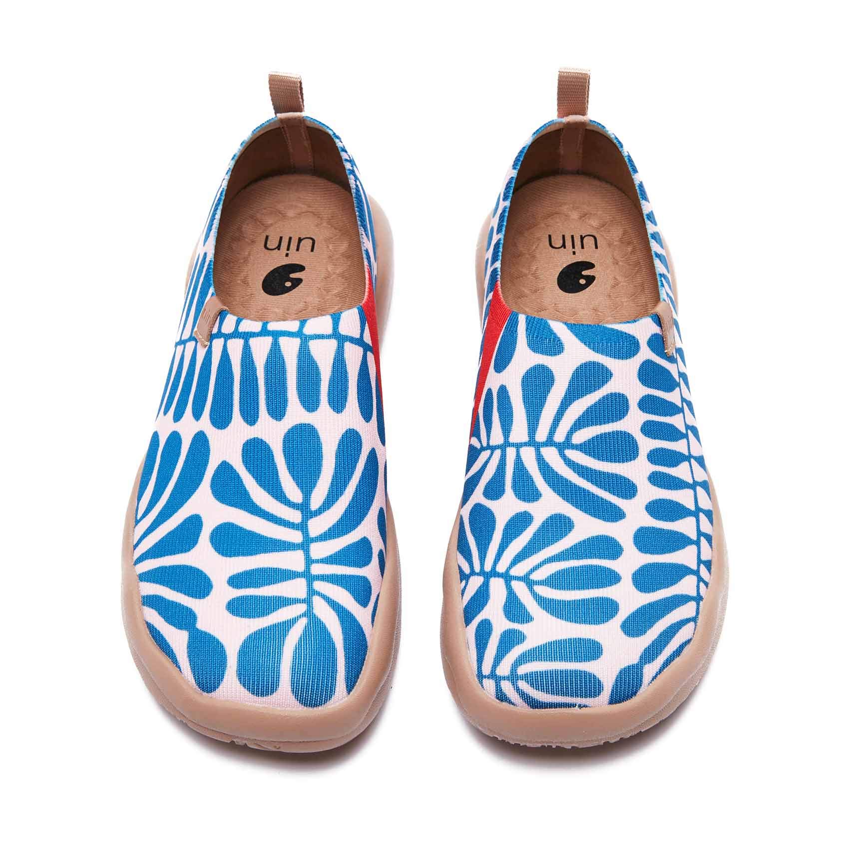 UIN Women's Floral Art Sneakers - Hand-Painted Canvas Slip-On Walking Shoes for Travel, Casual Wear & Outdoor Activities | Comfortable Ladies Fashion Sneakers for Daily Use, Sightseeing & Summer Outfits