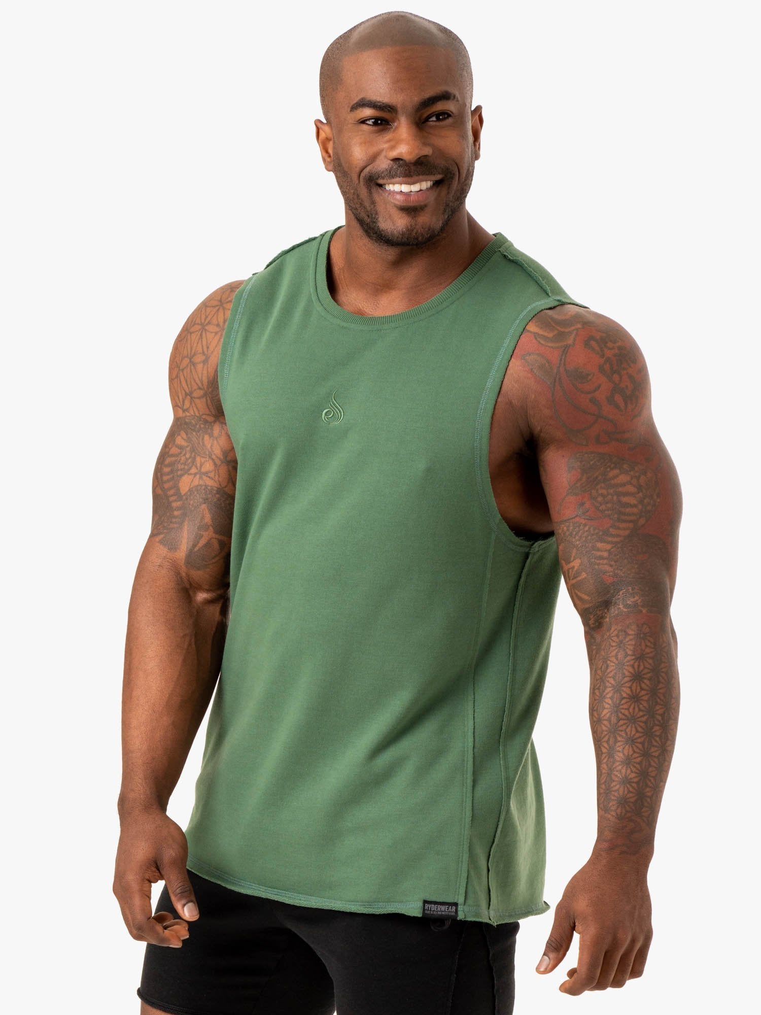 Premium Force Fleece Tank Top for Men - Soft & Breathable Green Workout Shirt - Gym, Running & Outdoor Activities