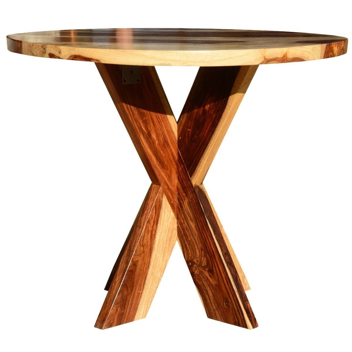 Solid Wood X Pedestal Round Dining Table - Rustic Farmhouse Style for Kitchen & Dining Room | Perfect for Family Gatherings & Dinner Parties