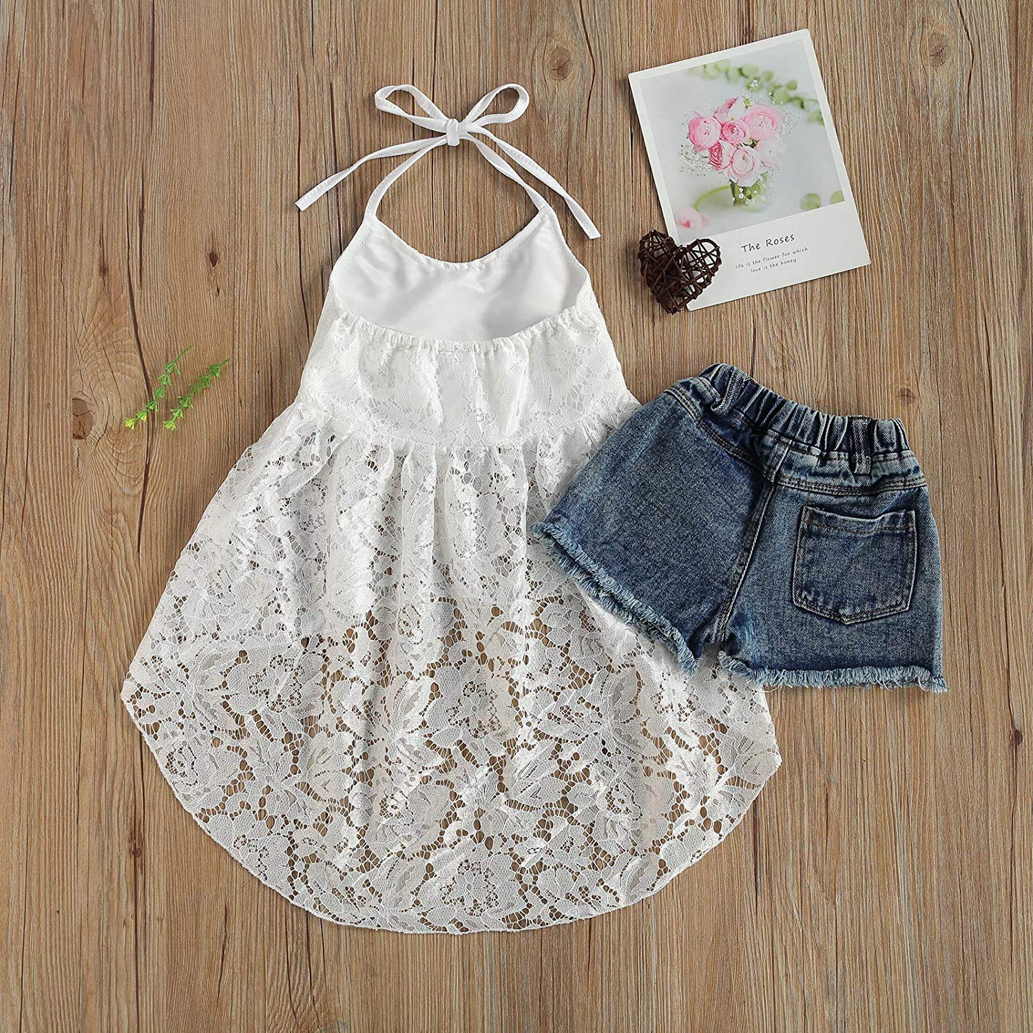 Boho Sunflower Crop Top & Distressed Denim Shorts Set for Toddler Girls - Summer Outfit for Playdates, Beach Trips, and Outdoor Adventures