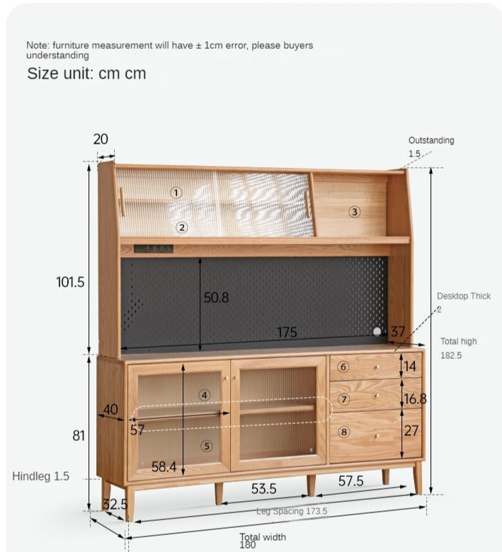 Solid Oak Wood Nordic Style Sideboard Cabinet - Modern Storage for Dining Room, Living Room & Entryway