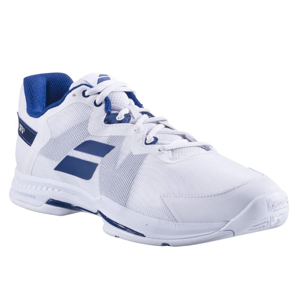 Babolat SFX 3 AC Men's Tennis Shoes - White/Navy - Lightweight & Durable Court Shoes for Tennis Players - Perfect for Competitive Matches & Training Sessions