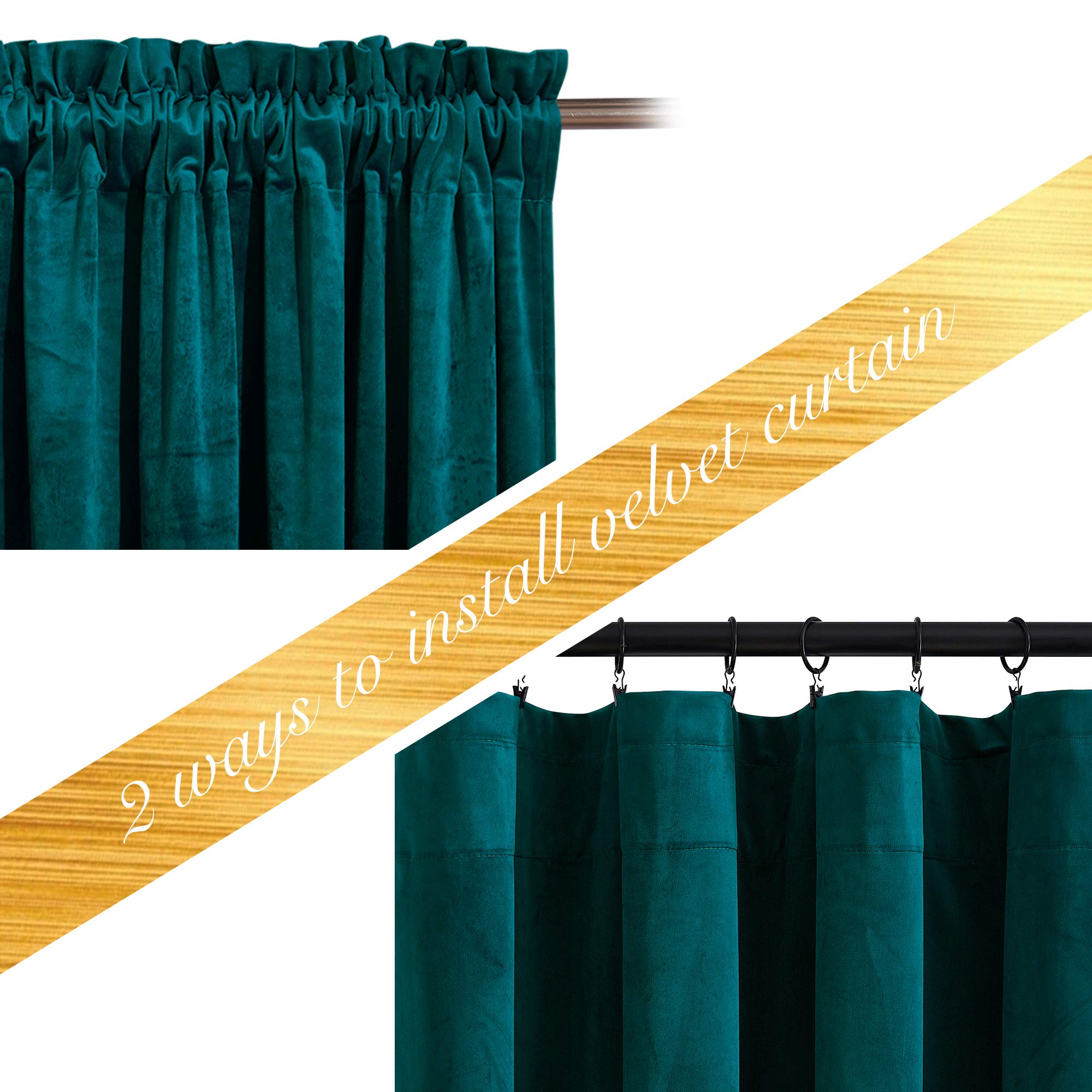 NICETOWN Teal Blackout Curtains for Living Room & Bedroom - 52x96 Inch Rod Pocket Window Drapes (2 Panels) - Light Blocking & Privacy Enhancing for Home, Office & Guest Room