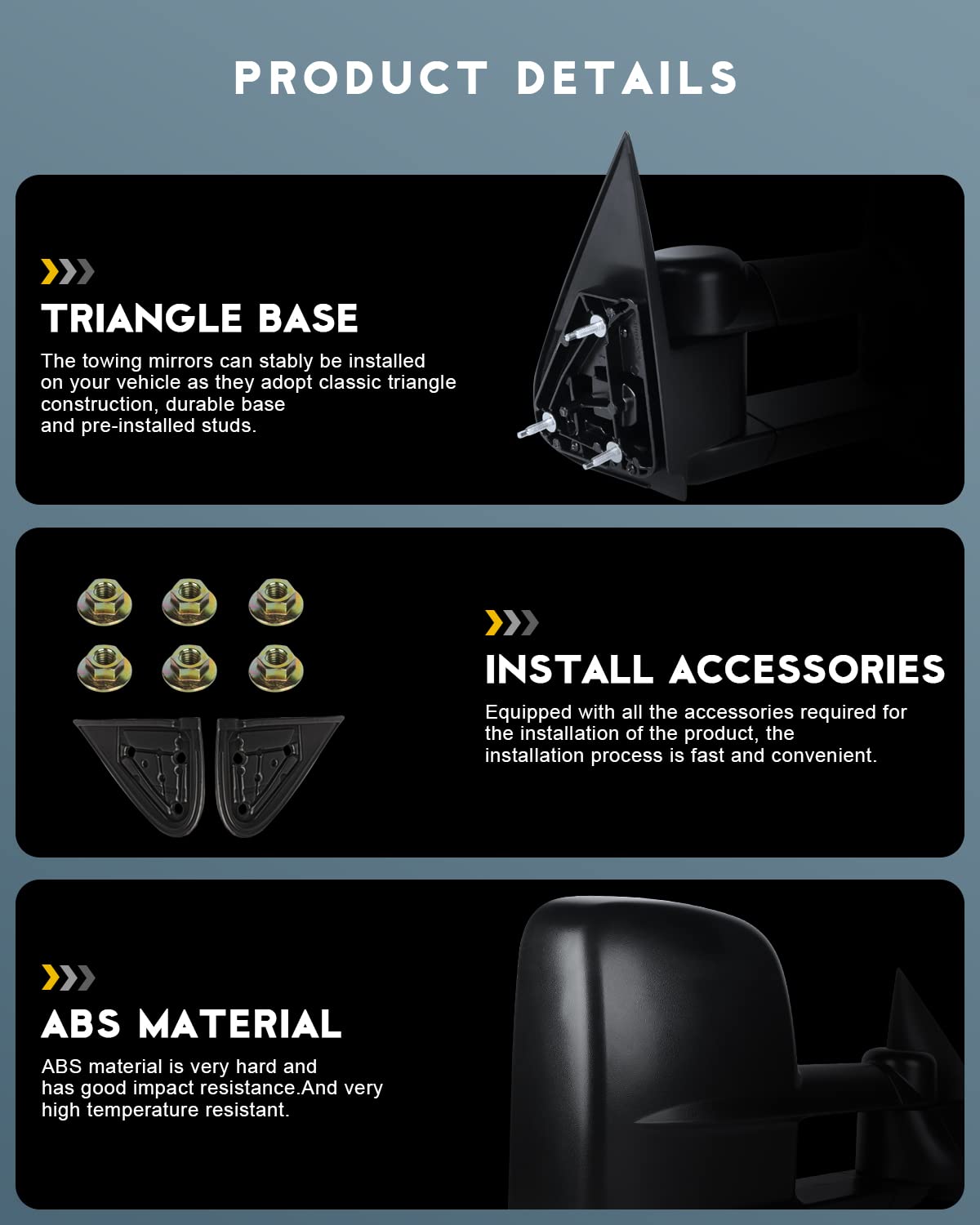 OCPTY Manual Adjustable Telescoping Towing Mirrors for 1999-2007 Chevy Silverado/GMC Sierra 1500 2500HD 3500HD Pickup Trucks - Black Replacement Tow Mirrors for Enhanced Visibility & Safety While Hauling Trailers or Large Loads