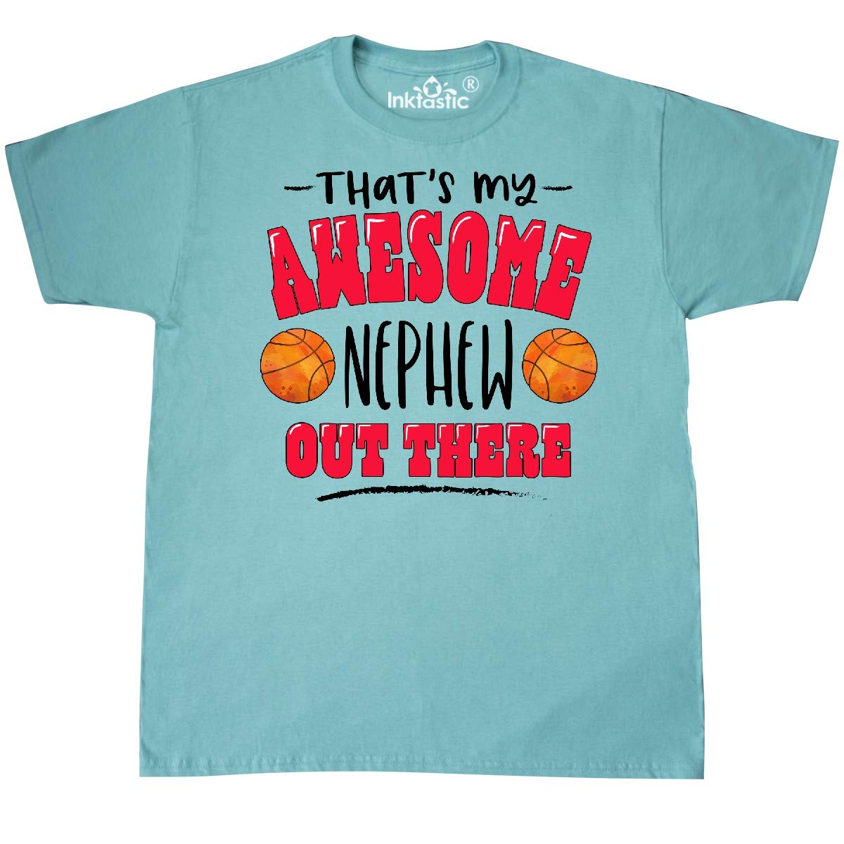 Inktastic That's My Awesome Nephew Basketball T-Shirt - Funny Uncle Gift for Birthday, Christmas & Game Day - Soft Cotton Tee for Boys & Men