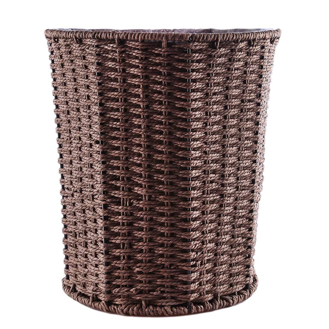 Eco-Friendly Rattan Wicker Trash Can - Recyclable Waste Basket for Kitchen, Office & Bedroom | Sustainable Brown Garbage Bin for Home & Office Organization