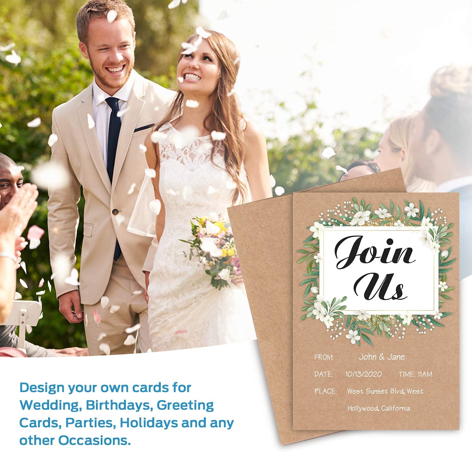 Ohuhu 100 Pack Blank Cards and Envelopes - 4x6 Heavyweight Kraft Paper Folded Cardstock with A4 Envelopes for DIY Greeting Cards | Perfect for Wedding Invitations, Birthday Cards, Thank You Notes & All Occasions | Great for Handmade Crafts, Scrapbooking & Personalized Stationery