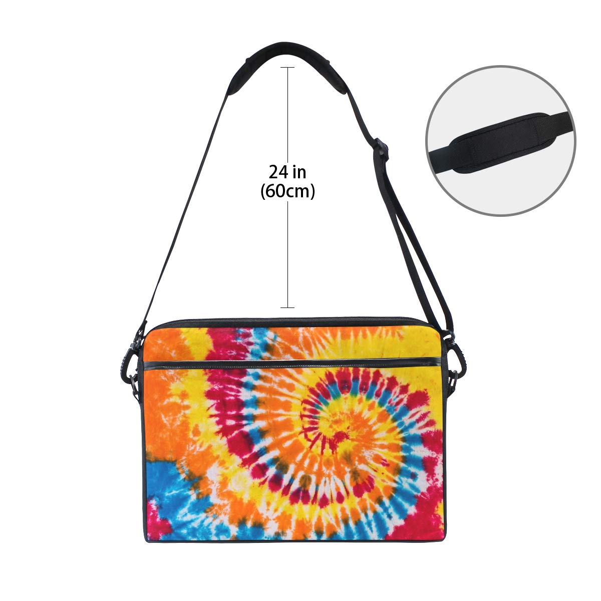 VIKKO Tie Dye Red Yellow Swirl Laptop Bag - Stylish Shockproof Sleeve Case for 11.6-14 Inch Laptops, Tablets, Ultrabooks with Shoulder Strap - Perfect for Work, Travel, and School