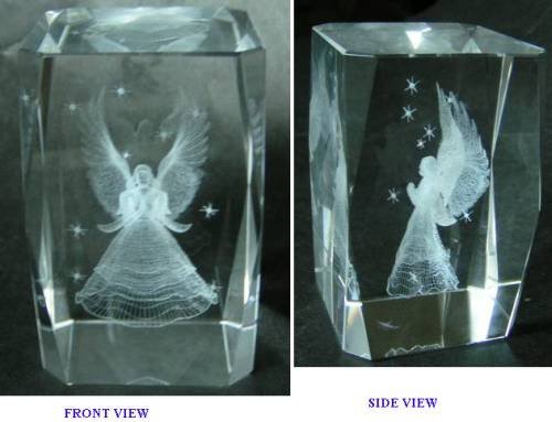 3D Laser Engraved Crystal Cube with Angel Design - Perfect for Home Decor, Office Gift & Spiritual Meditation Space