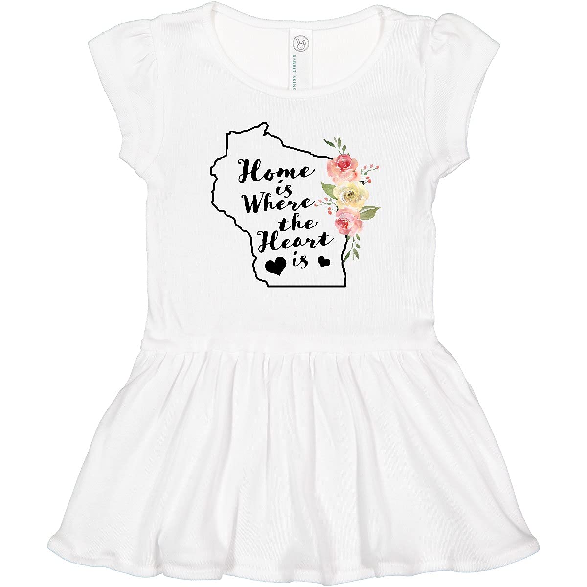 Inktastic Wisconsin Home is Where The Heart is Watercolor Print Toddler Dress - Cute Casual Outfit for Girls, Playdates & Family Photos