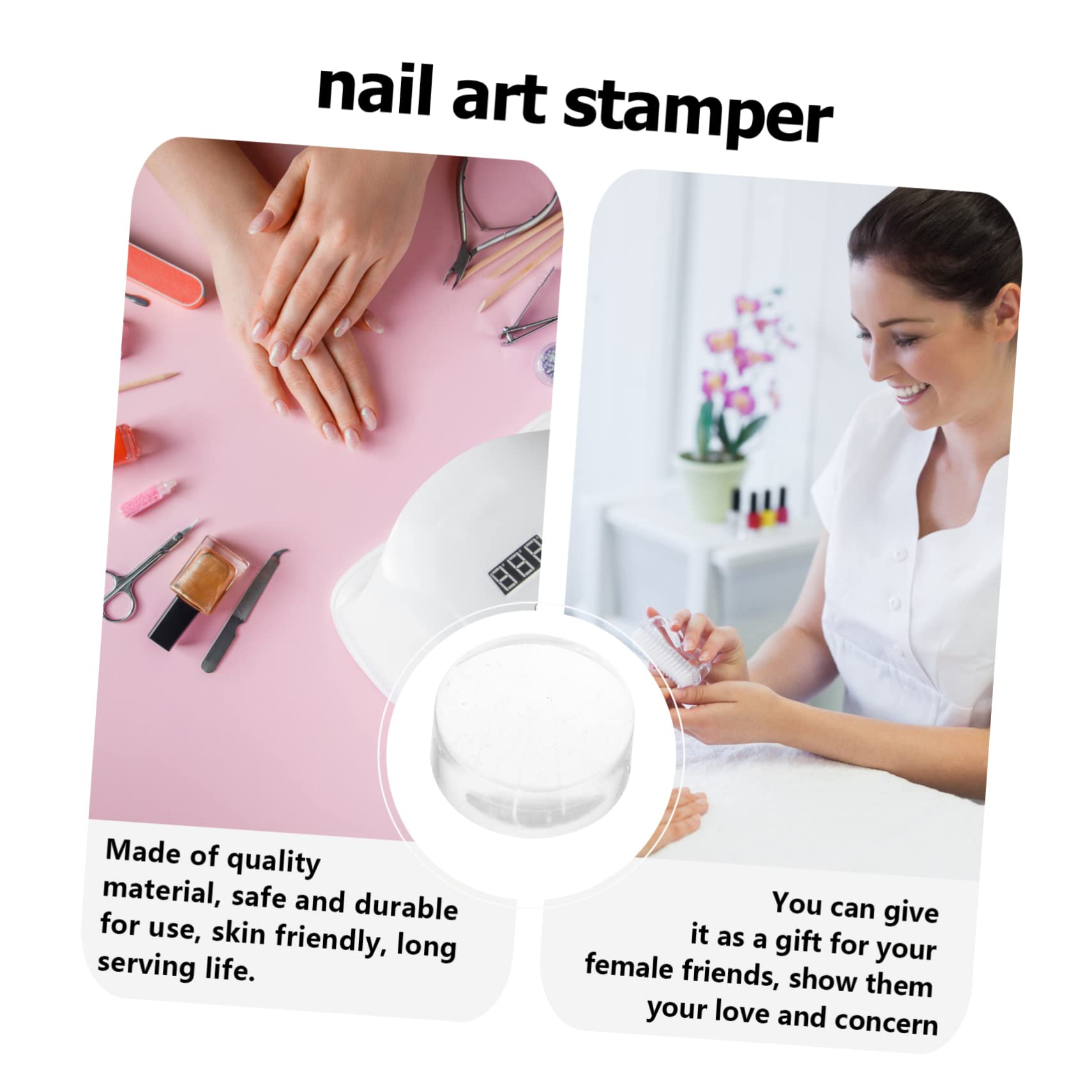 6-Piece Clear Nail Polish Set with Silicone Stamp for French Manicure - Nail Art Tool Kit with Replacement Heads & Pointy Silica Gel Tips - Perfect for Salon Professionals & Home Nail Care